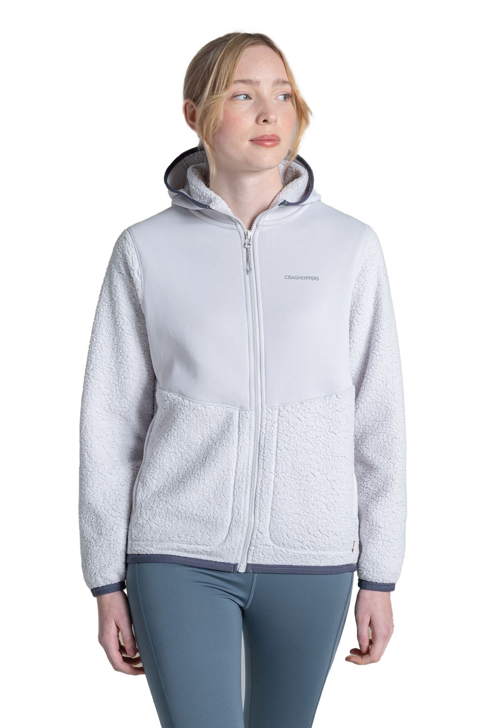 Light Grey Telesto Fleece Hooded Jacket, Image 3 of 4
