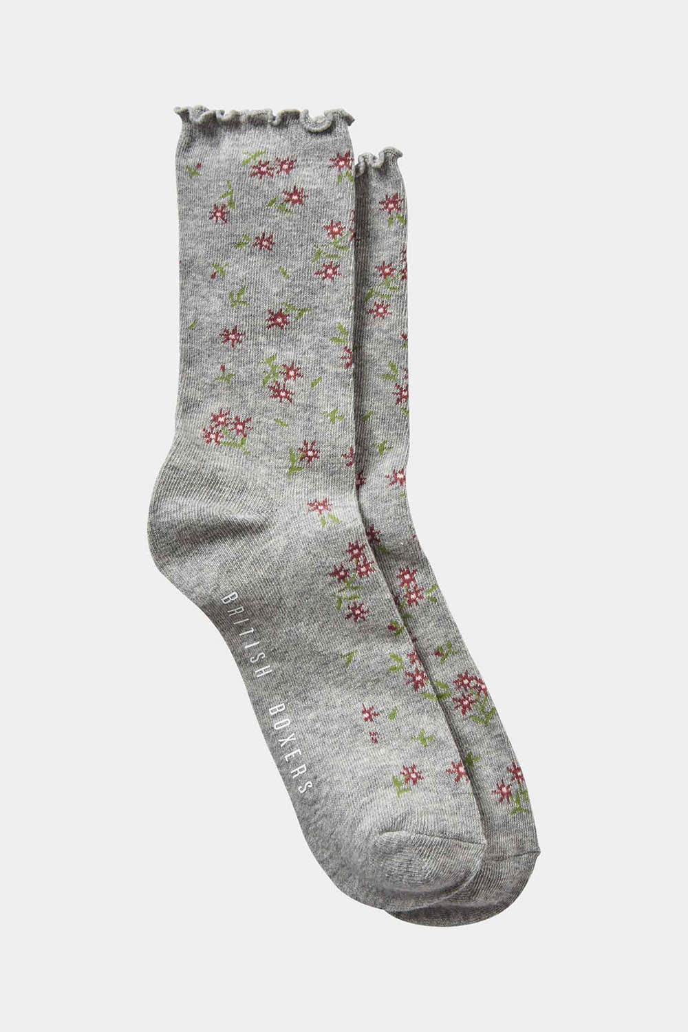 Light Pink Four-Pair "Briar Rose Pinks & Greens" Cotton Sock Gift Box, Image 3 of 6