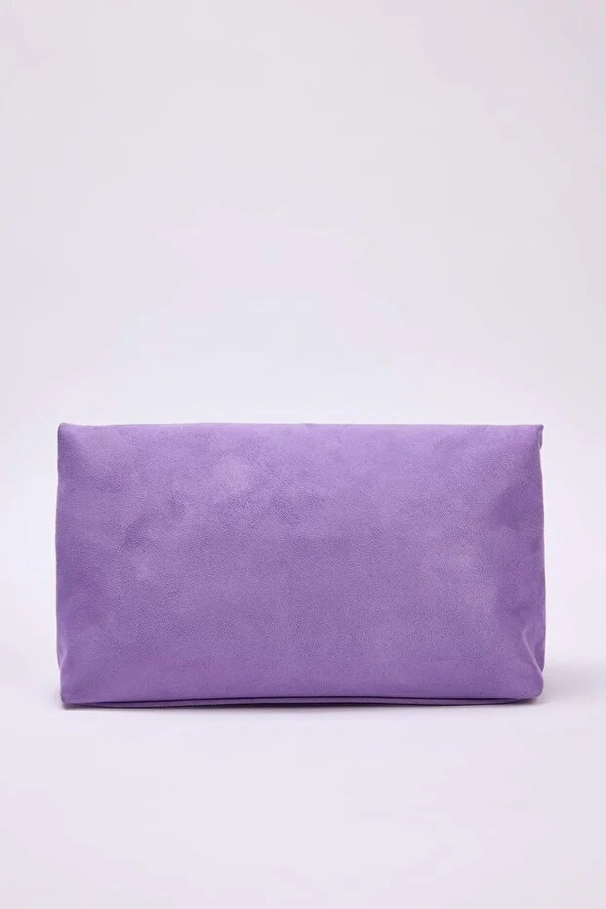 Lilac Soft Suede Foldover Clutch Bag, Image 4 of 4