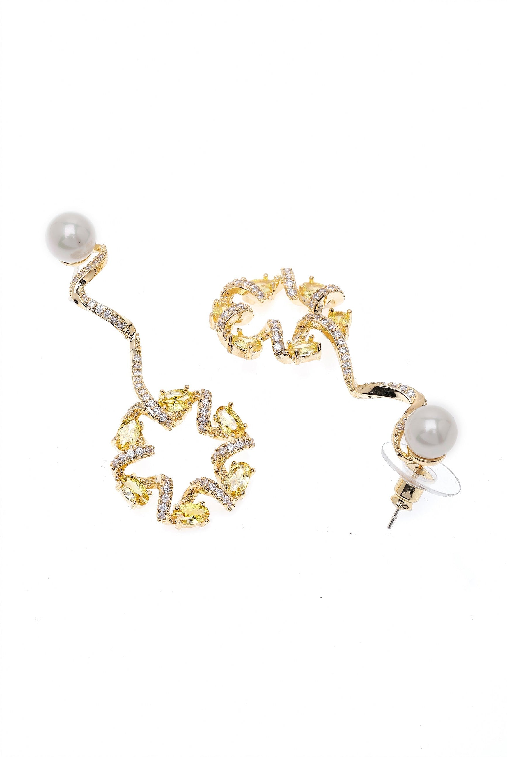 Yellow Dainty Yellow Swirl Drop Earrings, Image 3 of 4