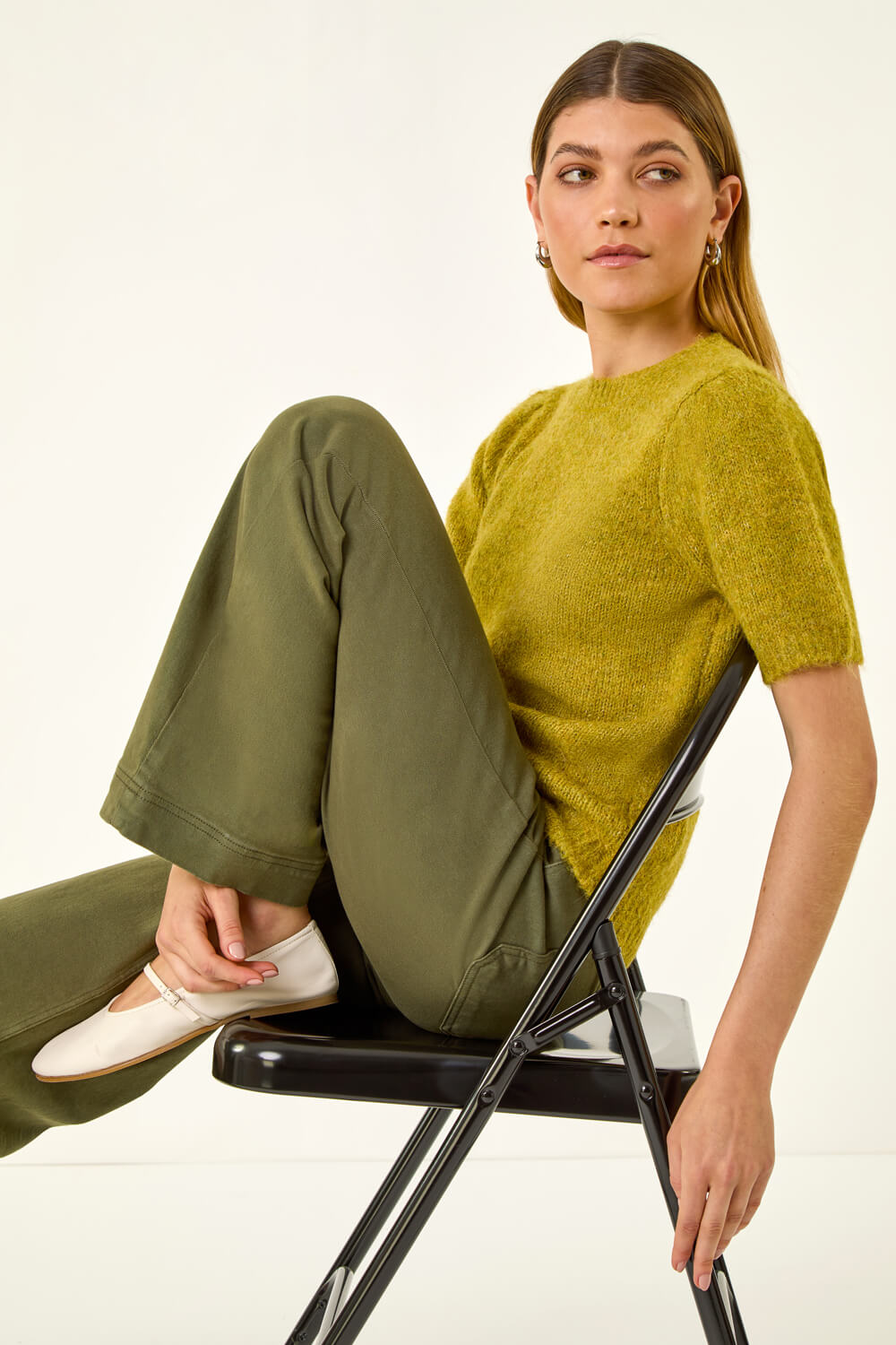 Green Short Sleeve Soft Knit Top, Image 3 of 8