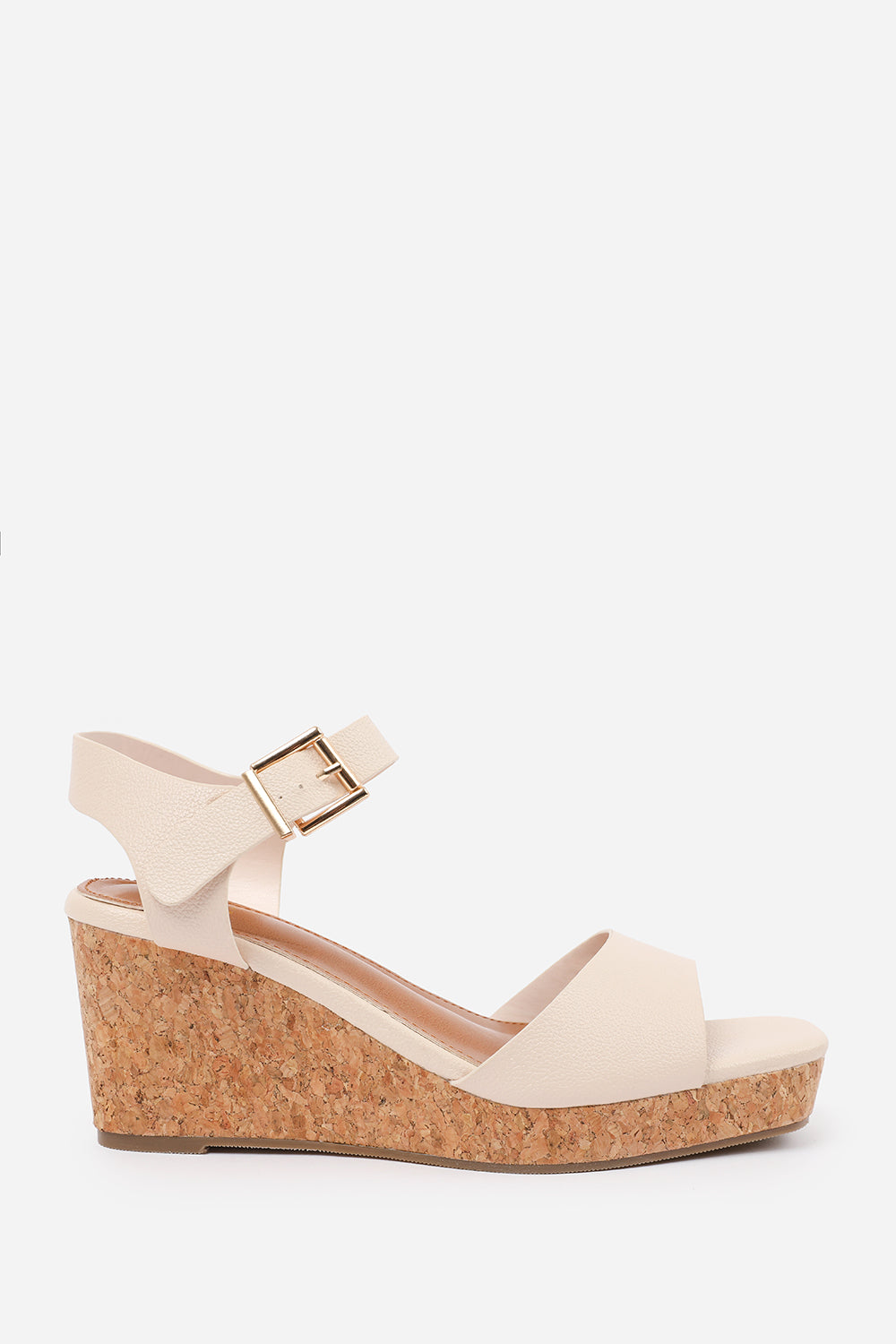 Cream Imelda Wedge Sandals With Buckle Ankle Strap, Image 2 of 5