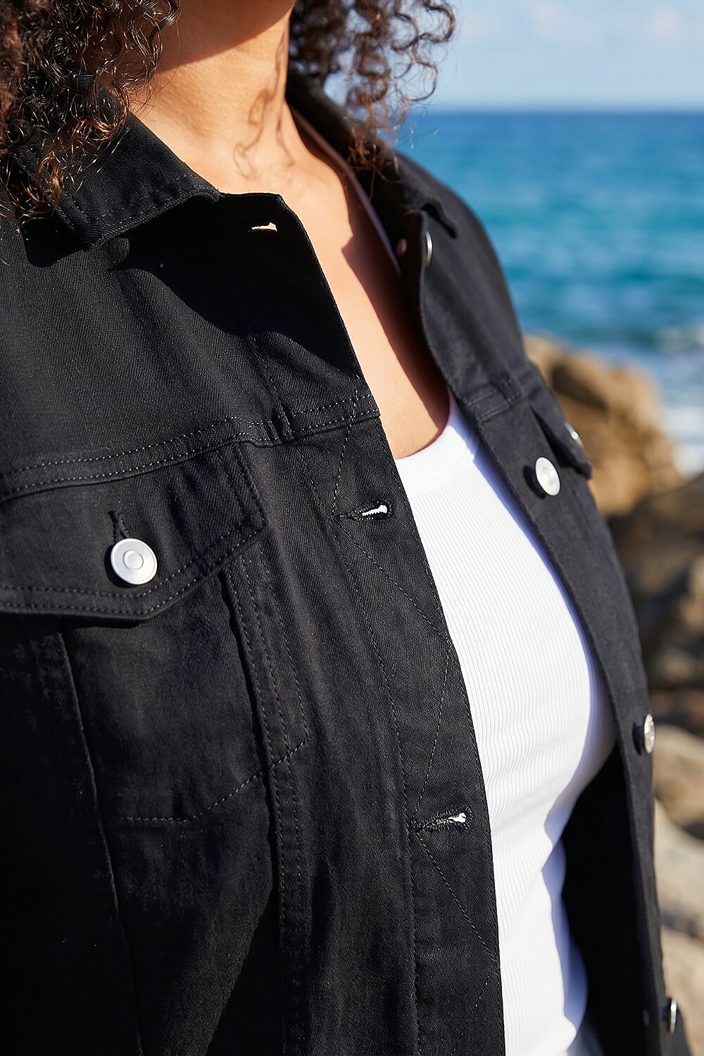Black Curve Stretch Pocket Jacket, Image 5 of 4