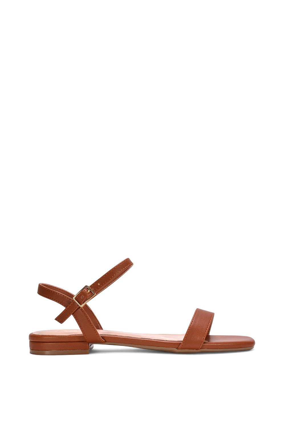 Black 'Hallie' Open Toe Flat Strappy Sandals With Ankle Strap