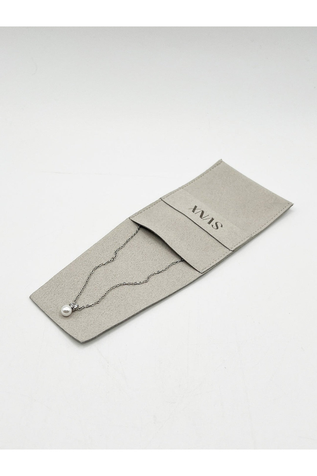 Silver Pearl Diamante Necklace in Silver, Image 3 of 3