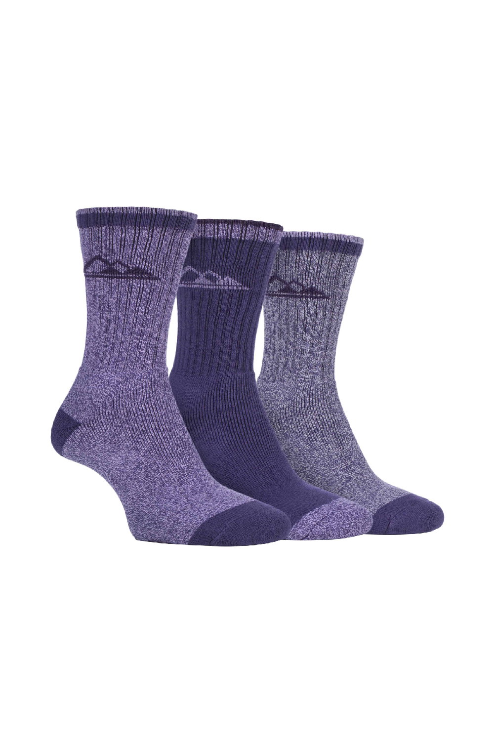 Purple 3 Pack Lightweight Cotton Hiking Socks, Image 1 of 5