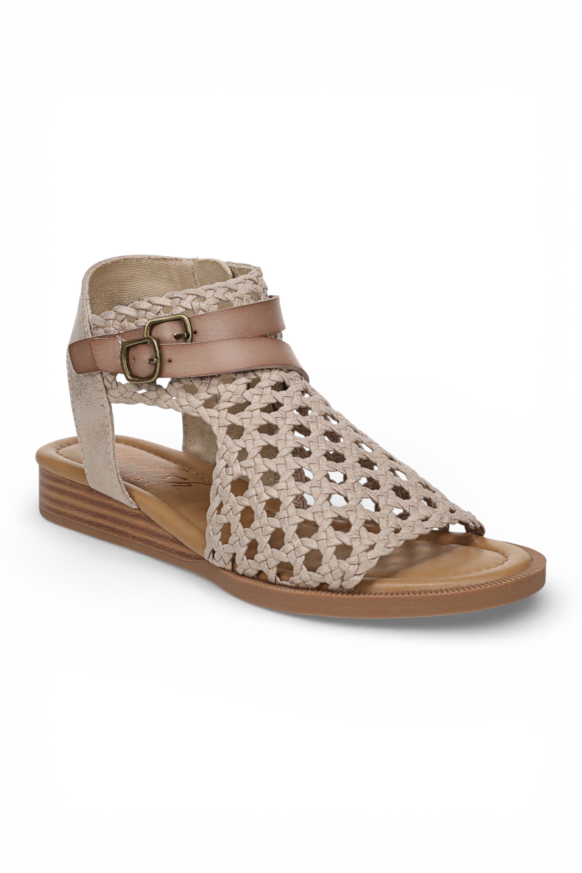 Gold Blowfish Malibu Gold Womens "Anuella" Weave Micro Wedge Sandals, Image 3 of 6