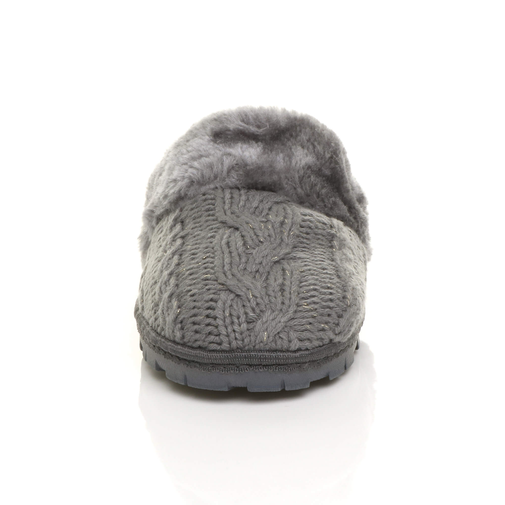 Grey AJVANI Grey Glitter Knitted Mules Slippers, Image 5 of 5