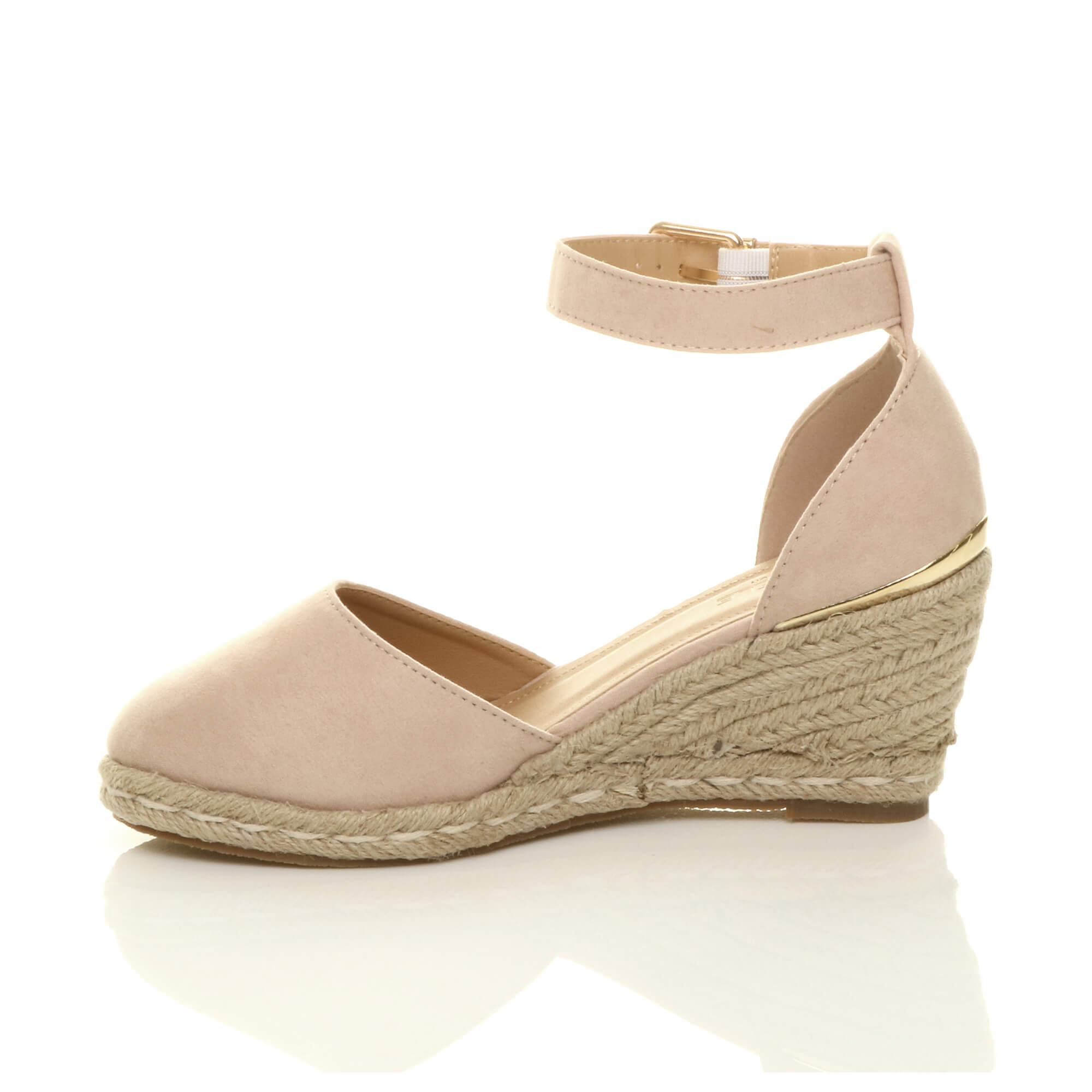 Natural AJVANI Natural Mid Wedge Heel Ankle Strap Espadrille Sandals, Image 3 of 6