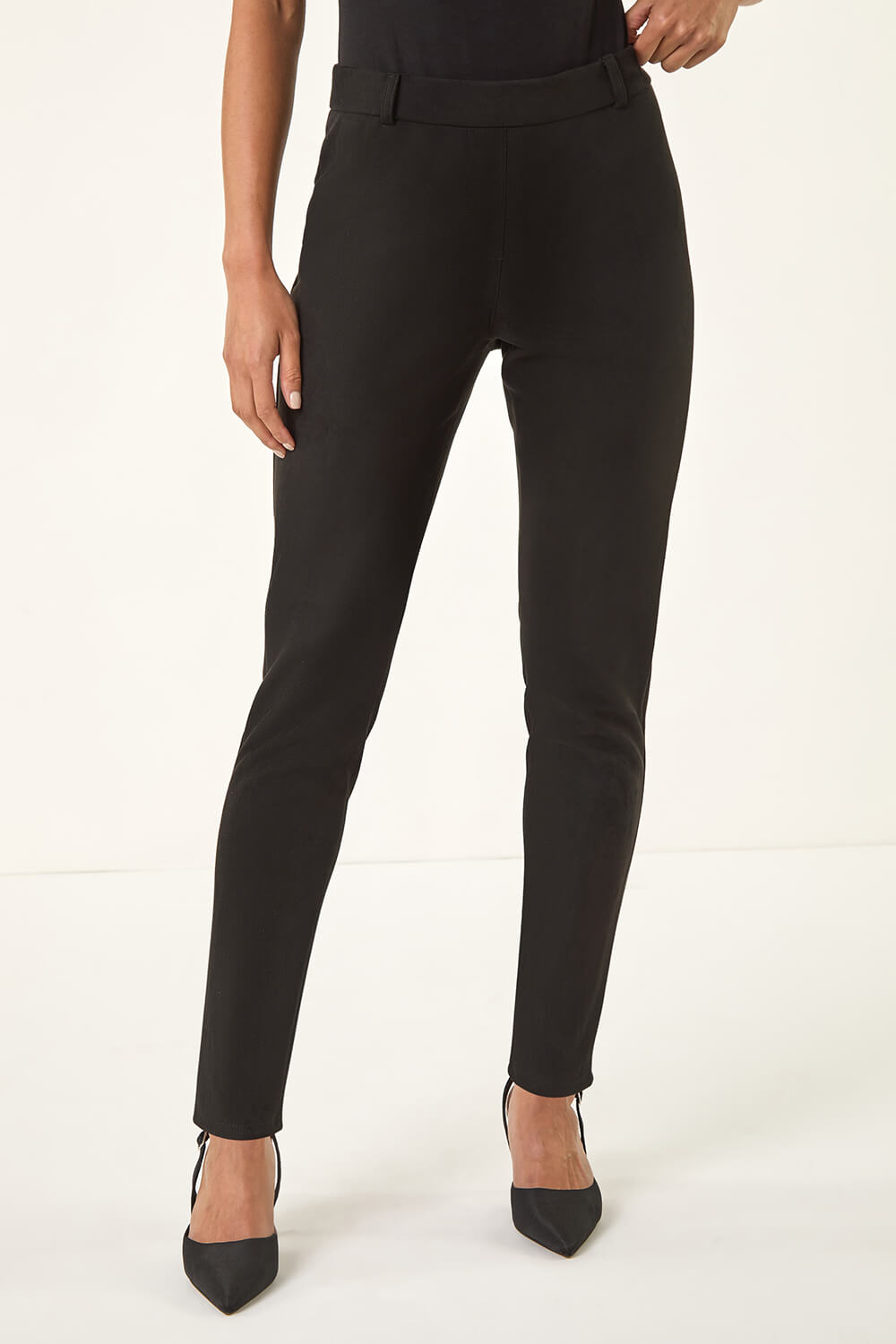 Black Petite Faux Suede Stretch Jeggings, Image 5 of 5