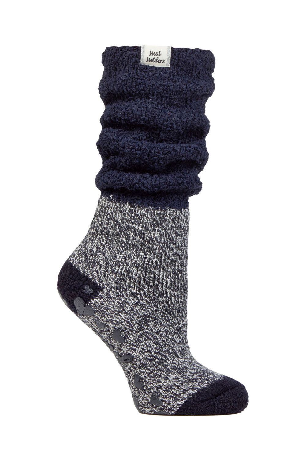 Navy Ladies Fluffy Slouch Top Non Slip Thermal Bed Socks, Image 1 of 5