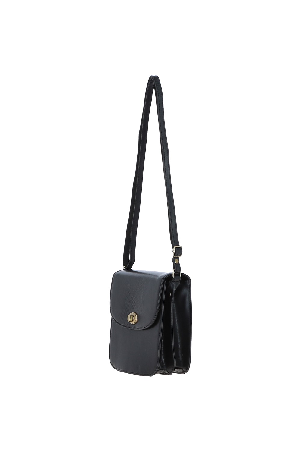 Black Medium Real Leather Crossbody Bag, Image 3 of 5