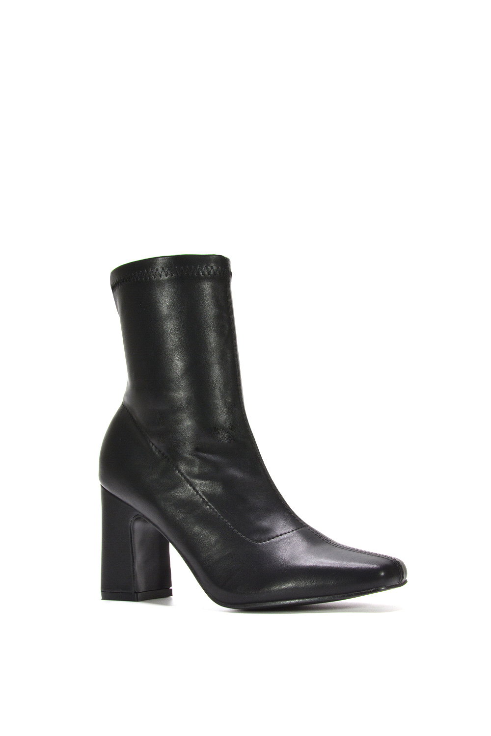 Black XY LONDON Black 'Alex' Stretch Zip Up Ankle Boots with Block Heel, Image 2 of 7