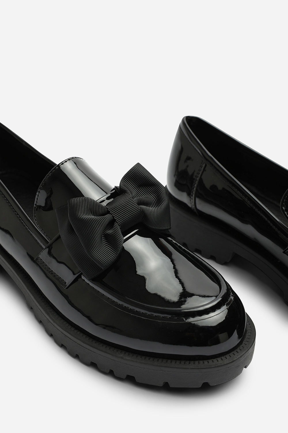 Black Kinley Chunky Bow Detail Patent Loafers, Image 5 of 6