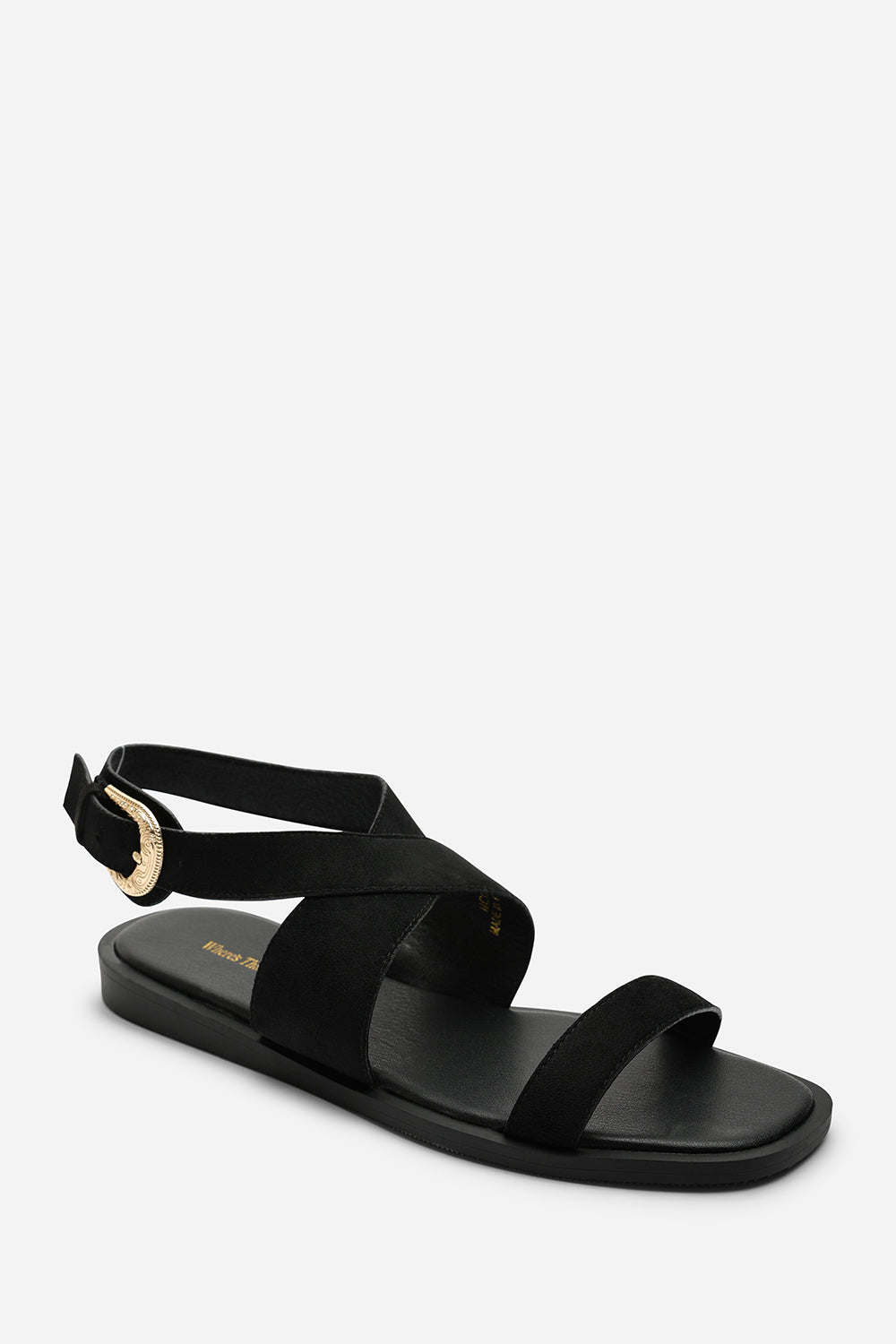 Black Canopy Cross Over Strap Sandal, Image 3 of 6