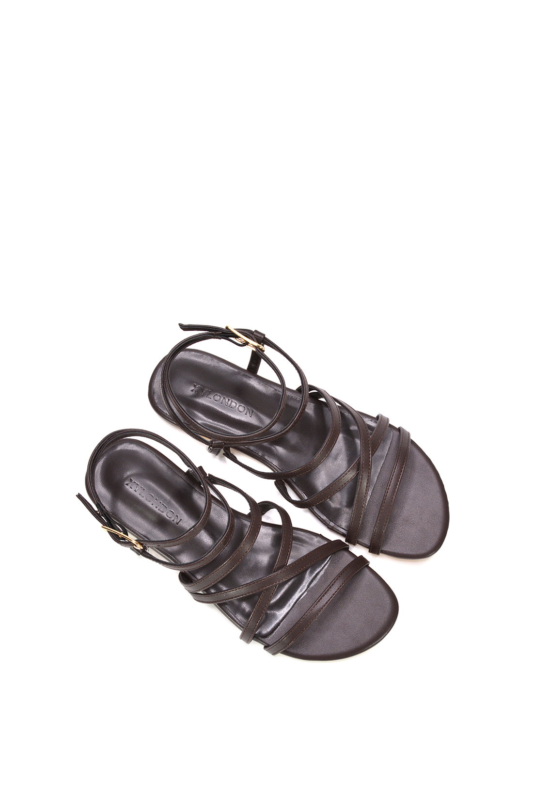 Brown XY LONDON Brown Flat Gladiator Strappy Sandals With Open Toe, Image 6 of 6