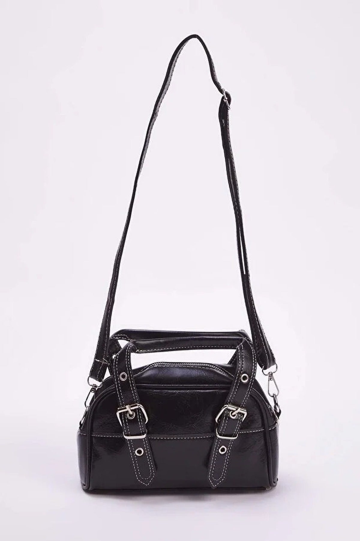 Black Contrast Stitch Mini Bowling Grab Bag, Image 2 of 4