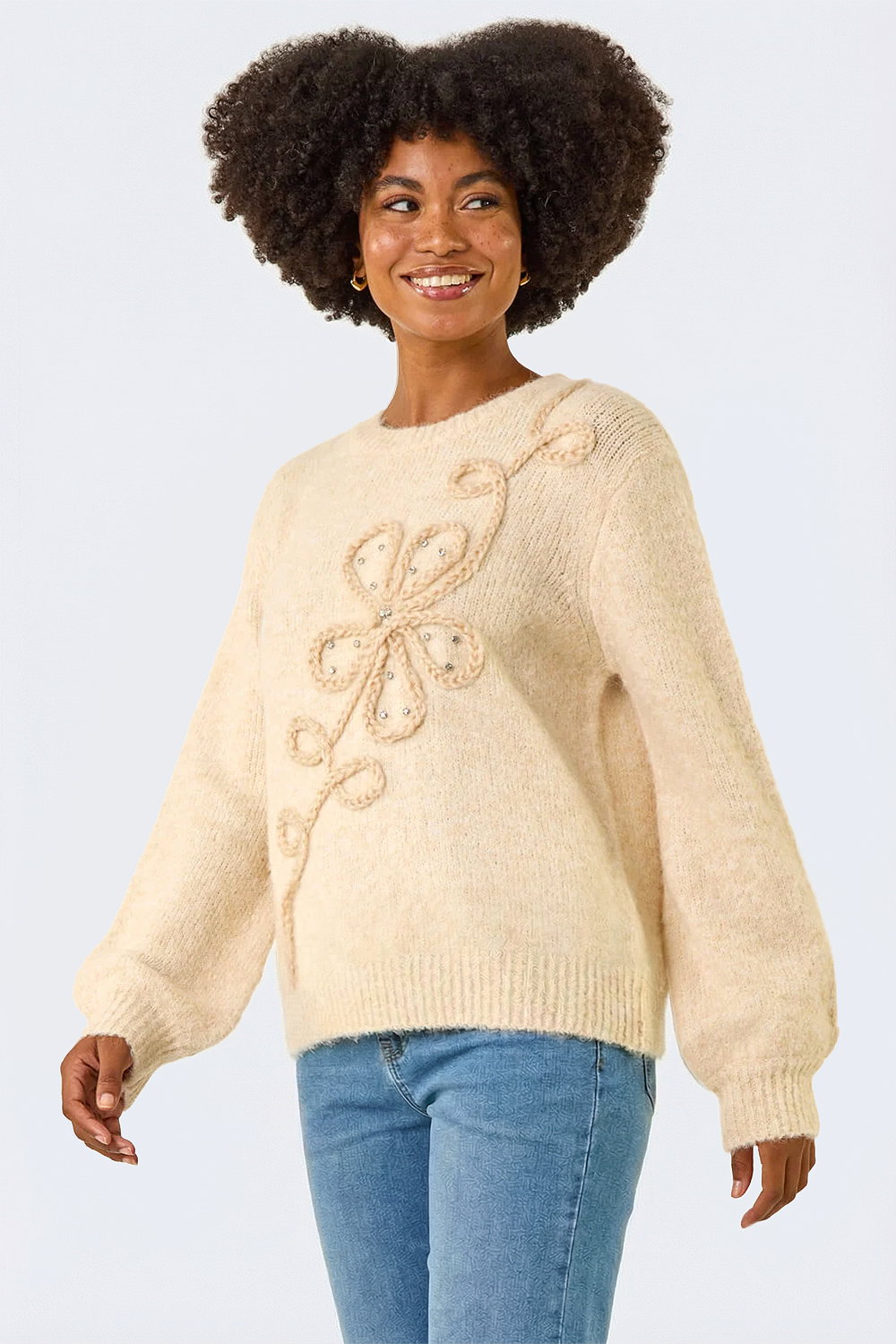 Ivory  Cornelli Floral Knit Jumper, Image 5 of 6