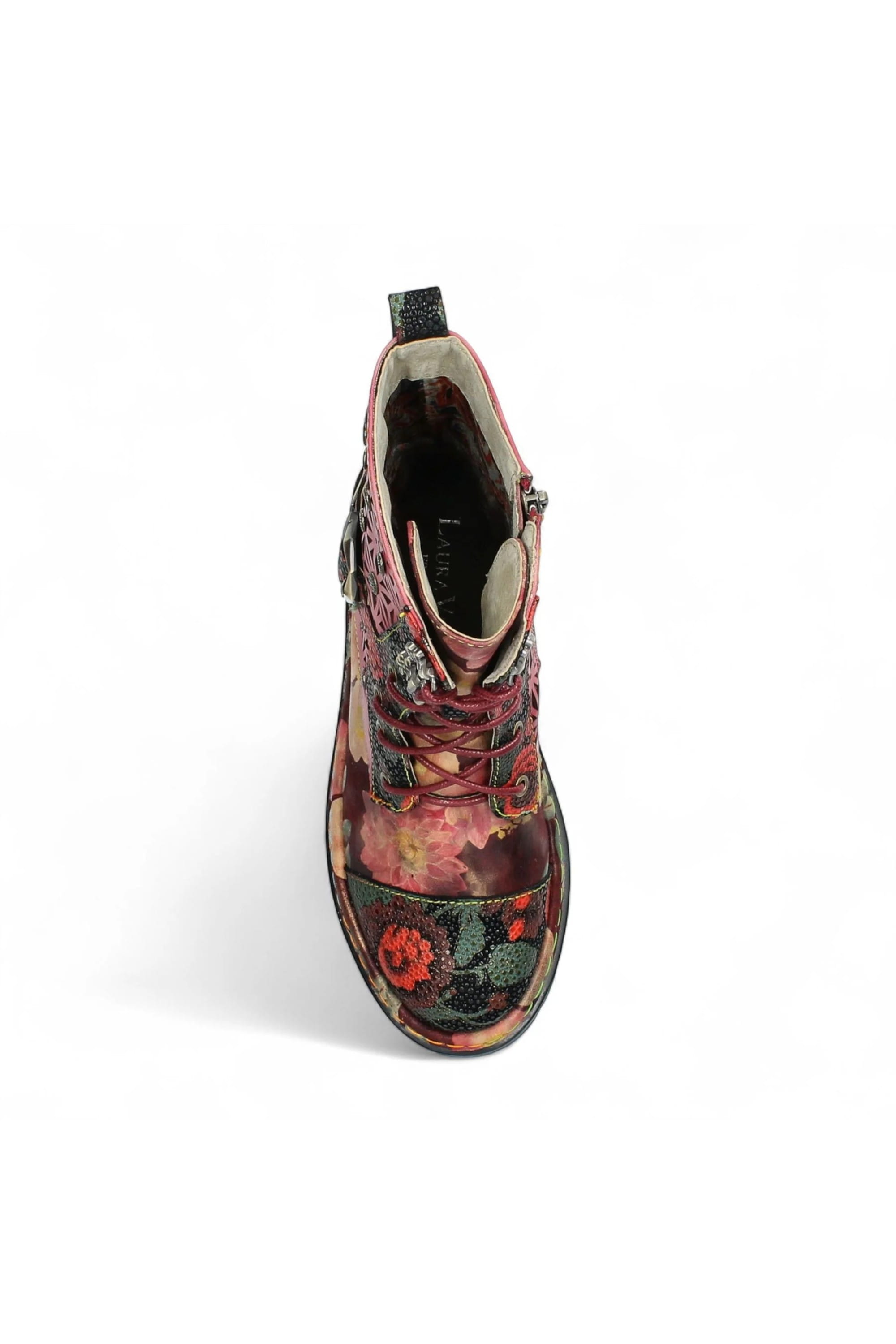 Red Womens Gothic Ankle High Boots-INCAS-036, Image 7 of 7