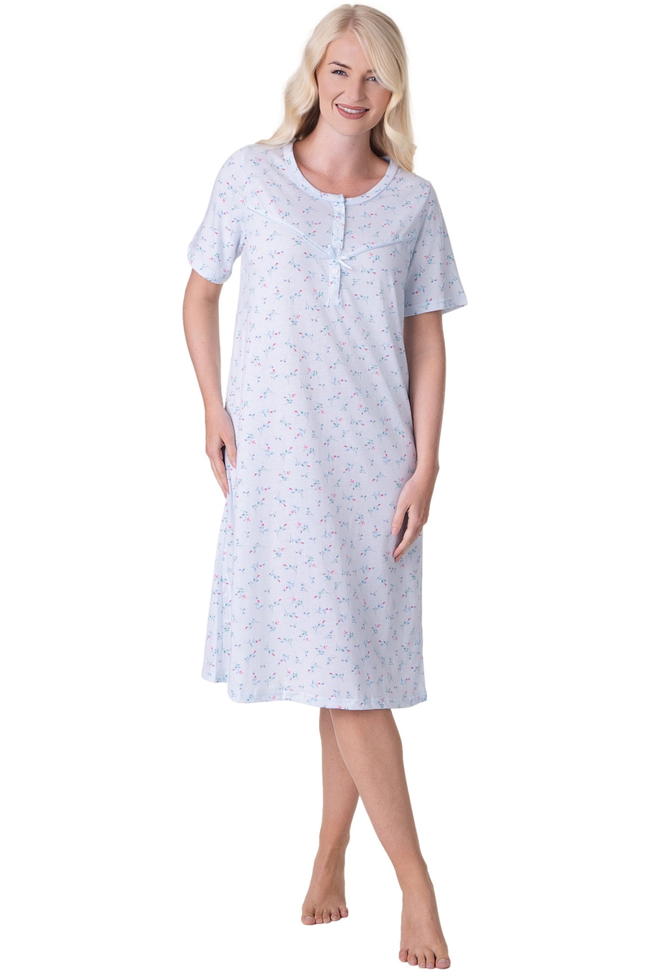 Blue Short Sleeved Nightdress, Image 1 of 5
