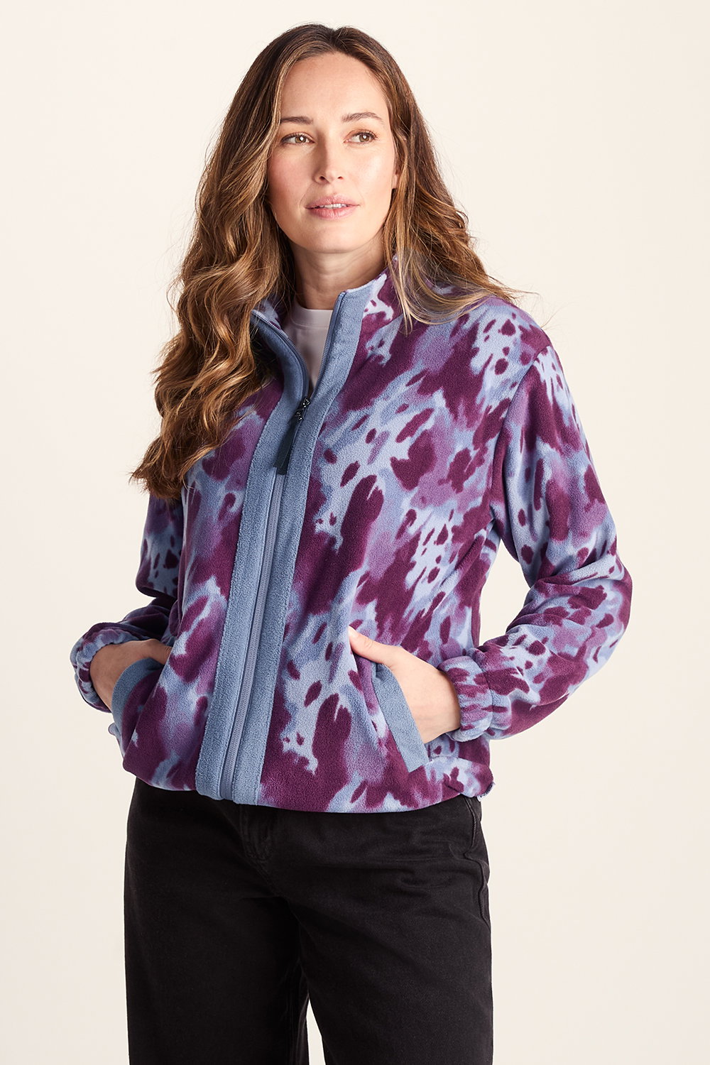 Light Blue Firan Relaxed Fit Microfleece Jacket, Image 1 of 3