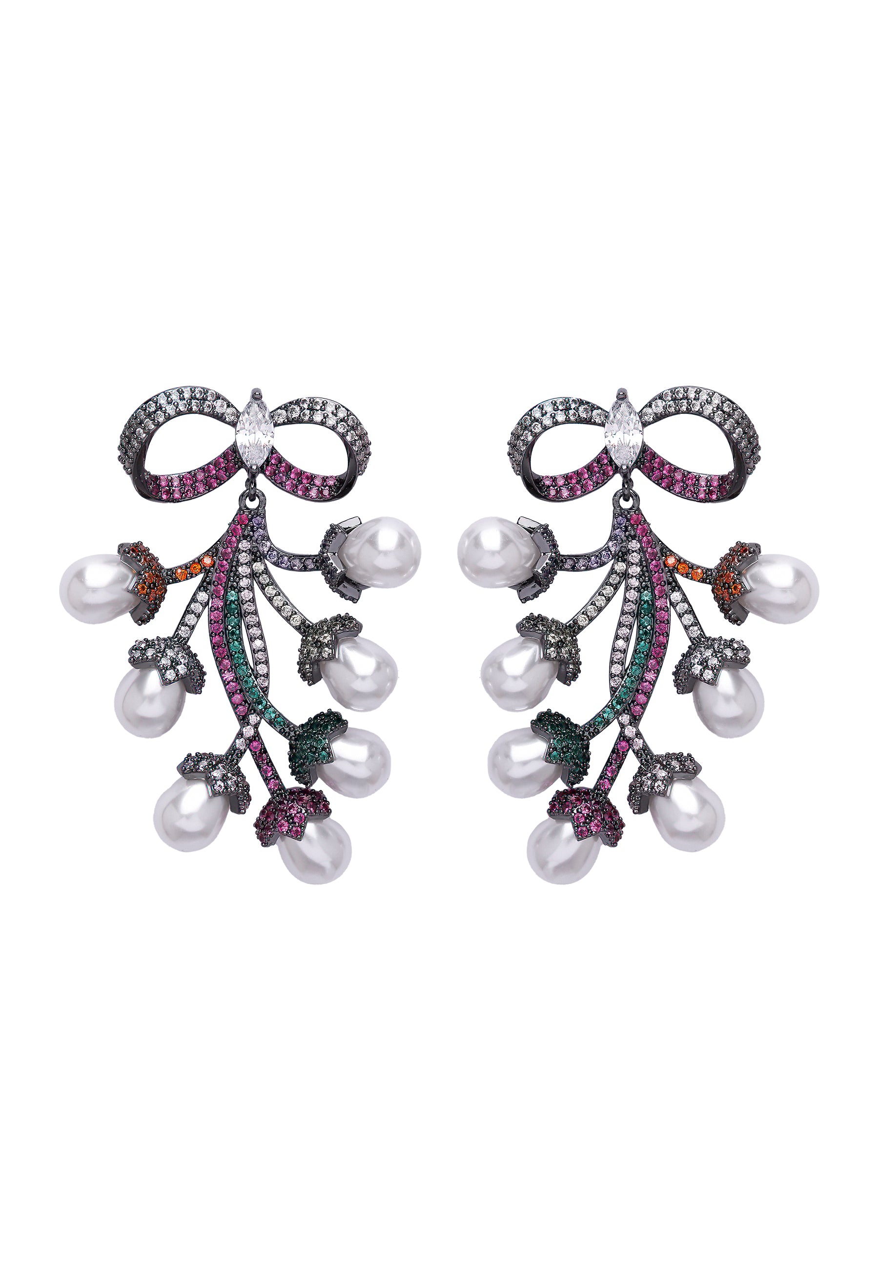 Purple Diva Bow Shaped Grapevine Drop Earrings
