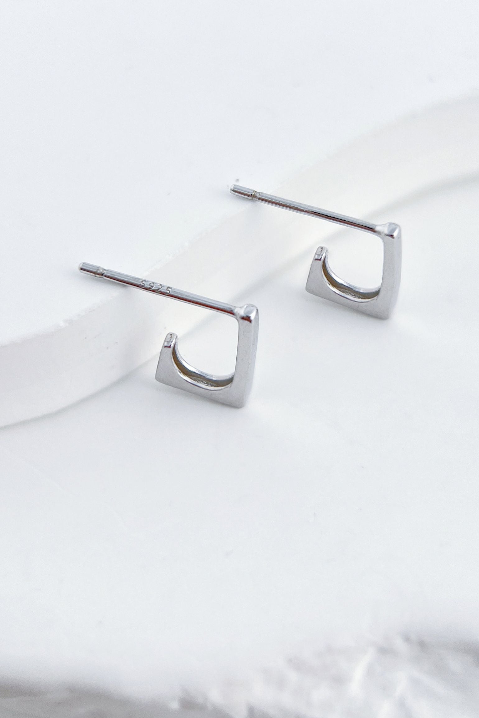 Silver Sterling Silver Geometic C-Cut Studs, Image 1 of 2