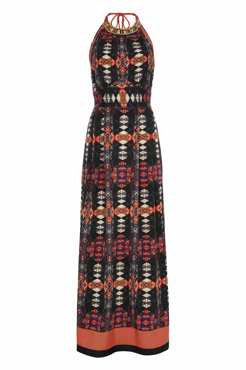 Orange Tribal Print Maxi Dress, Image 1 of 5