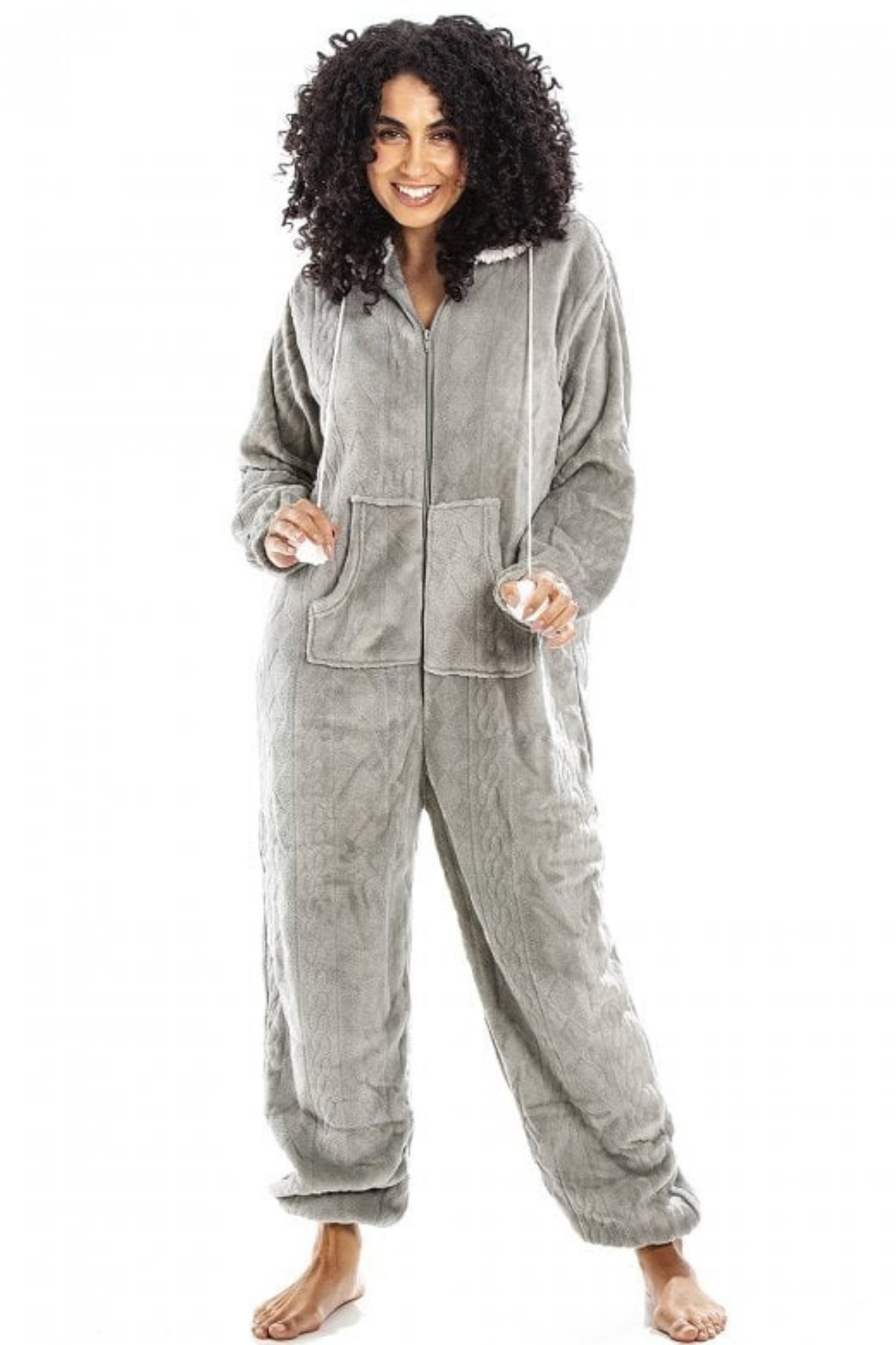 Grey Supersoft Hooded Onesie, Image 1 of 6