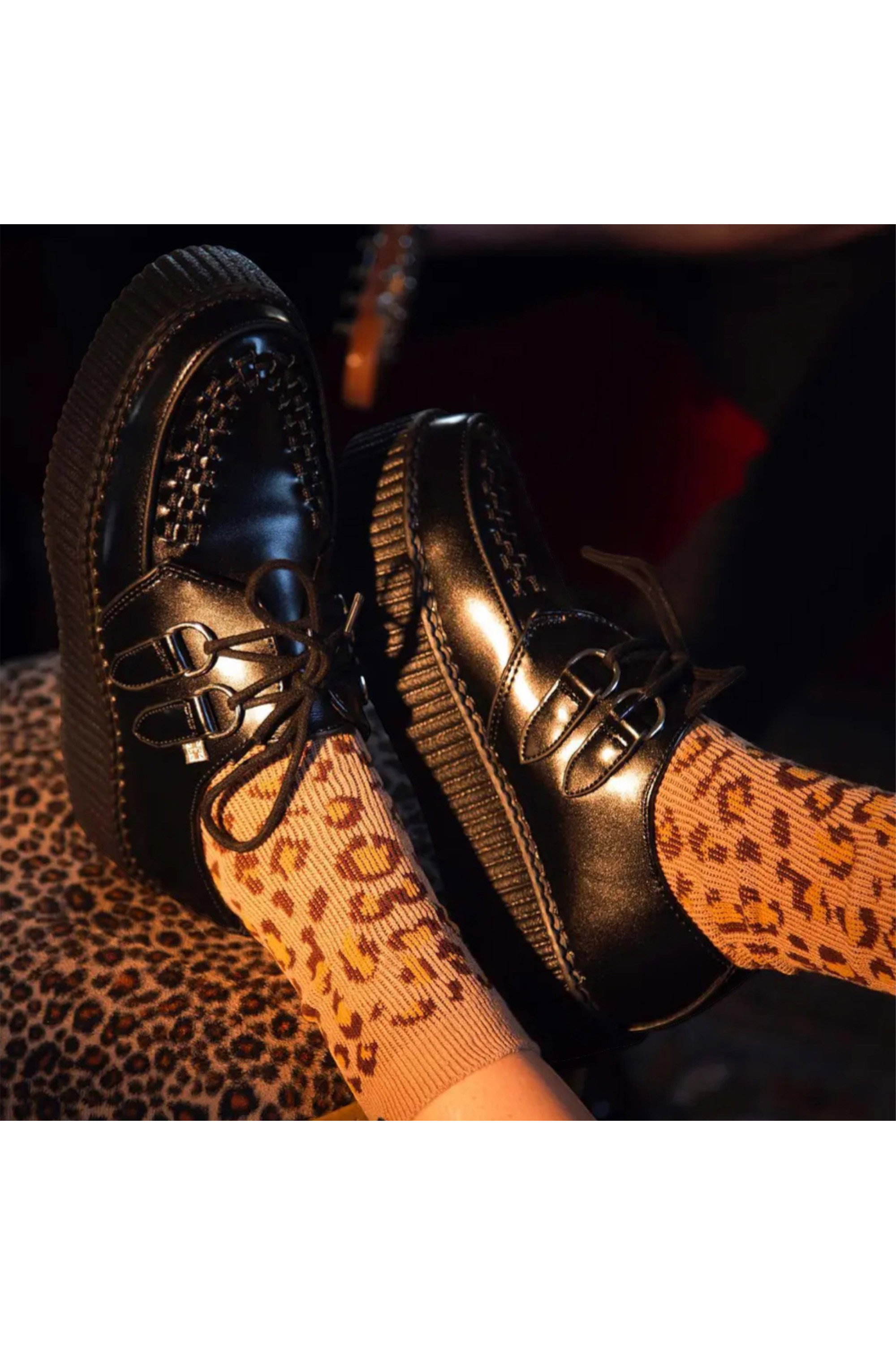 Black TUK Footwear Black Viva High Creeper Leather Goth Shoes, Image 6 of 7