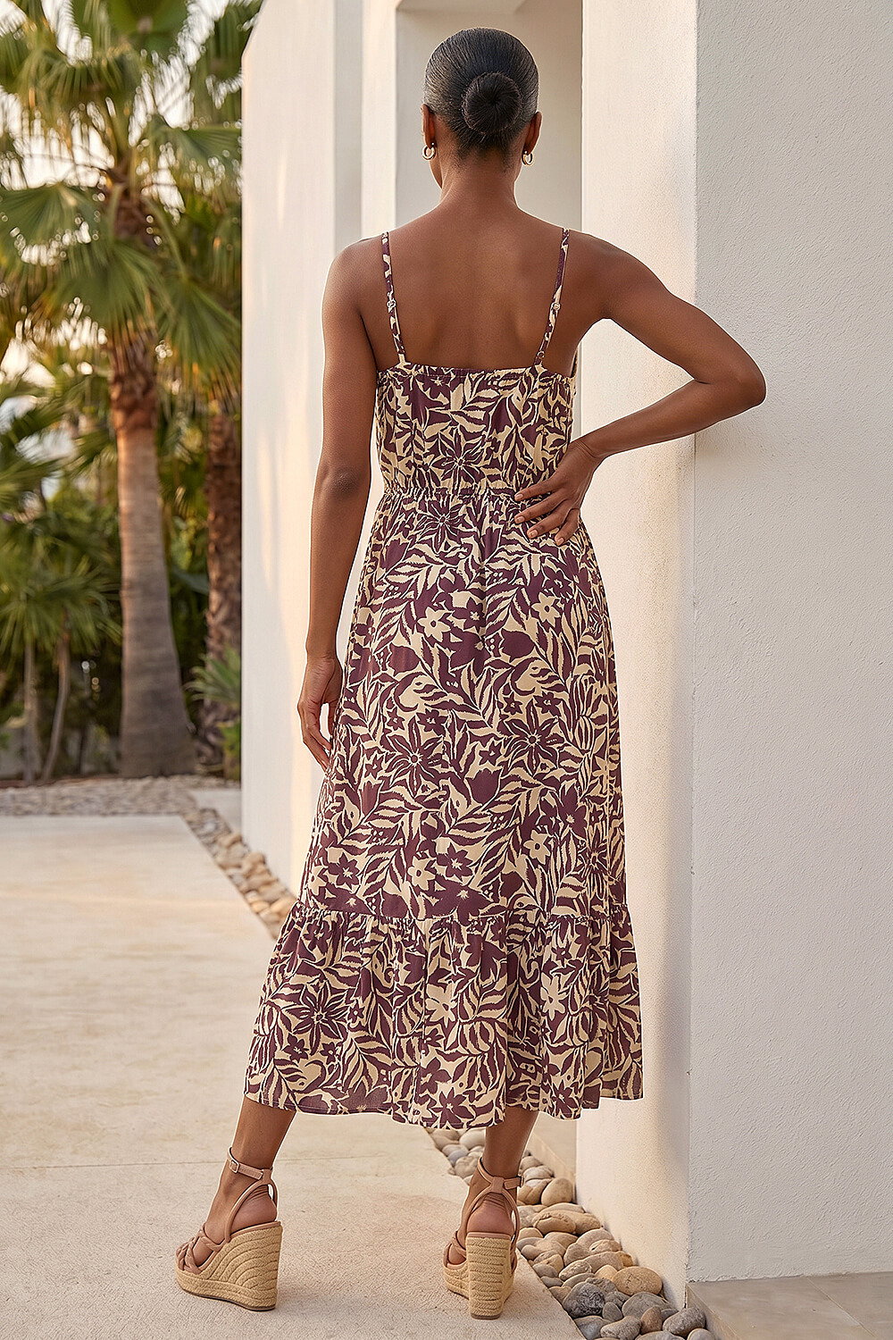 Chocolate Petite Abstract Crochet Trim Dress, Image 3 of 4