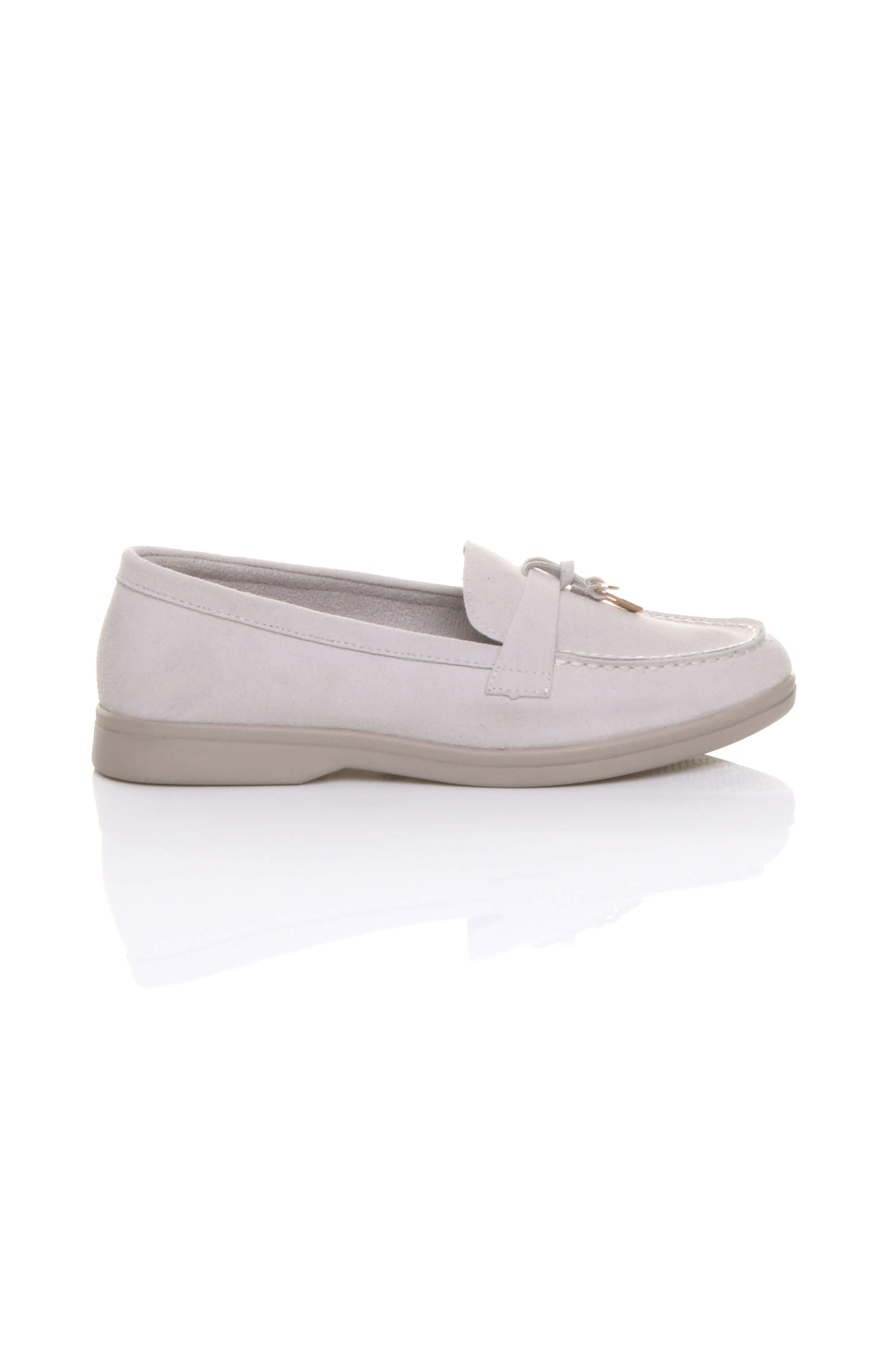 Light Grey AJVANI Light Grey Flat Slip On Smart Loafers, Image 2 of 4