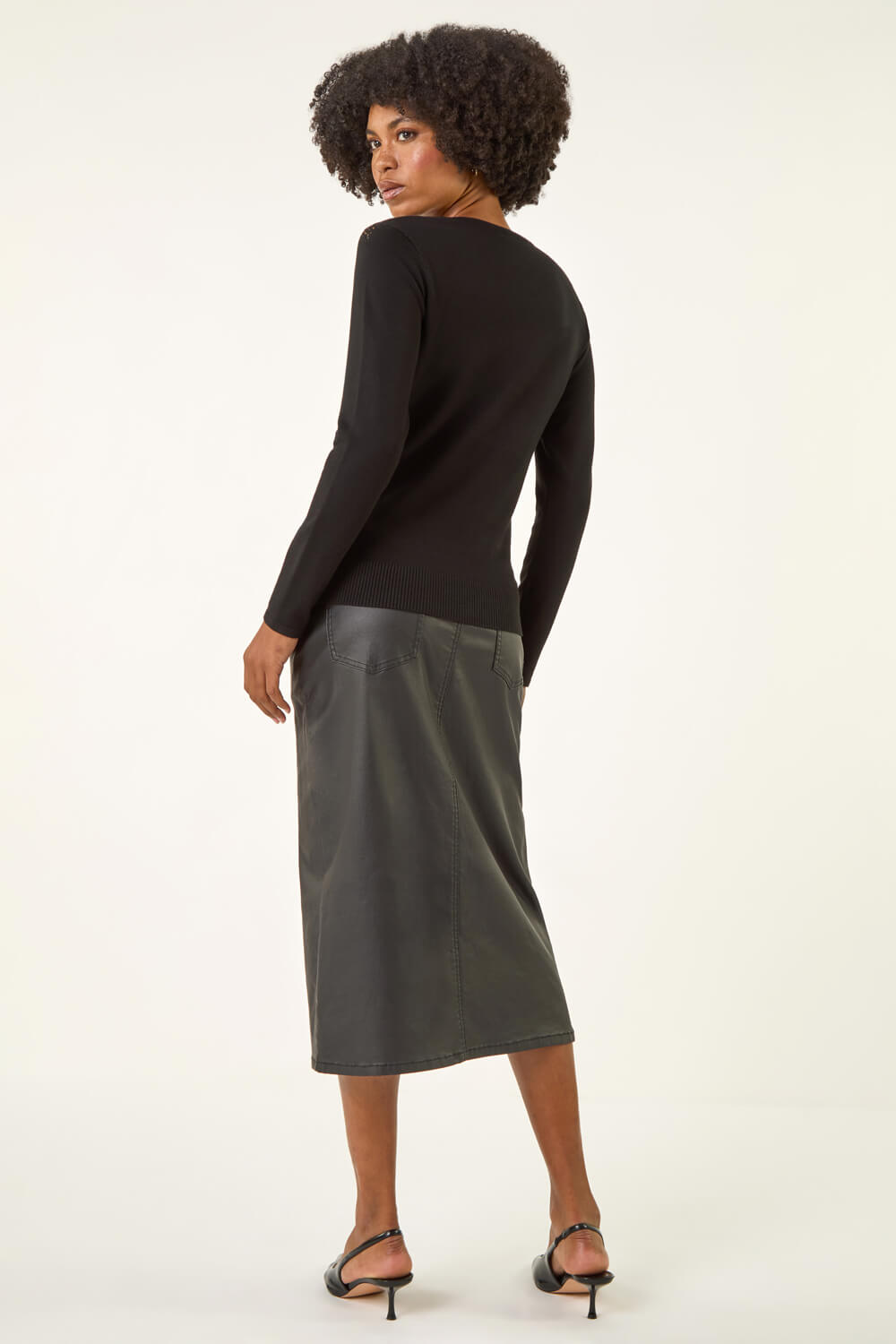 Black Sparkly Mix Knit Top, Image 4 of 5