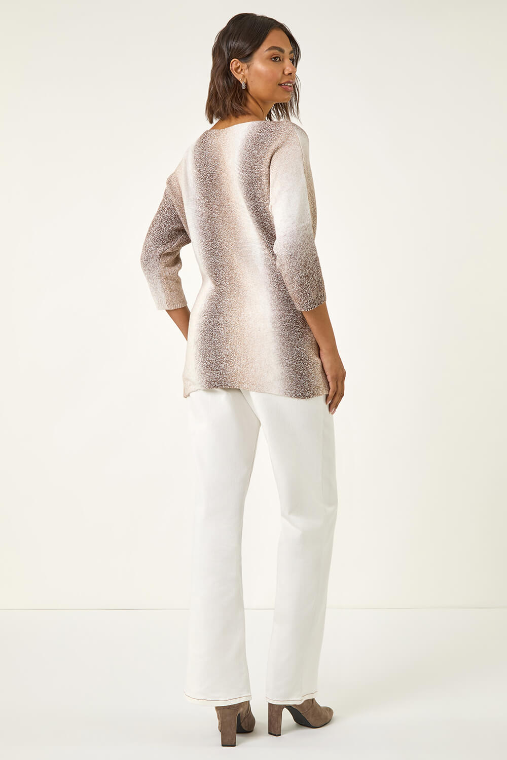 Beige Ombre Stripe Knit Jumper, Image 4 of 5