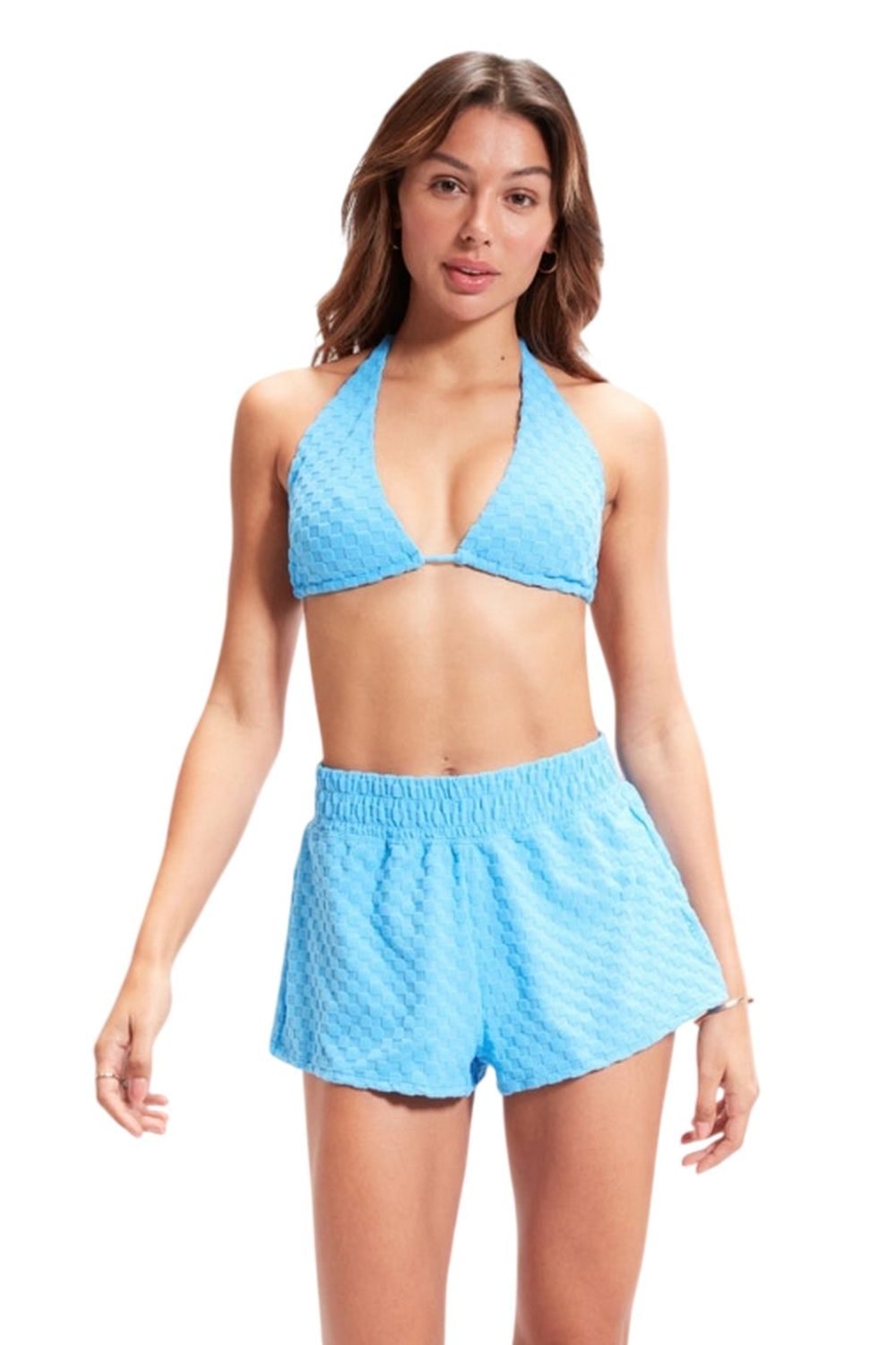 Blue TriFold Terrycloth Swimming Bikini Top, Image 4 of 4