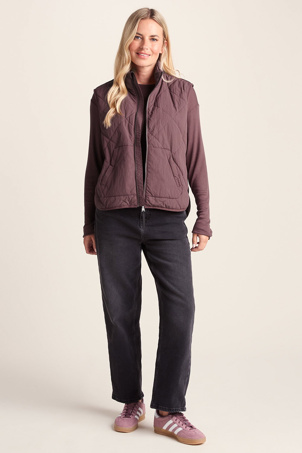 Mauve Juni Relaxed Fit Shower Resistant Gilet, Image 4 of 6