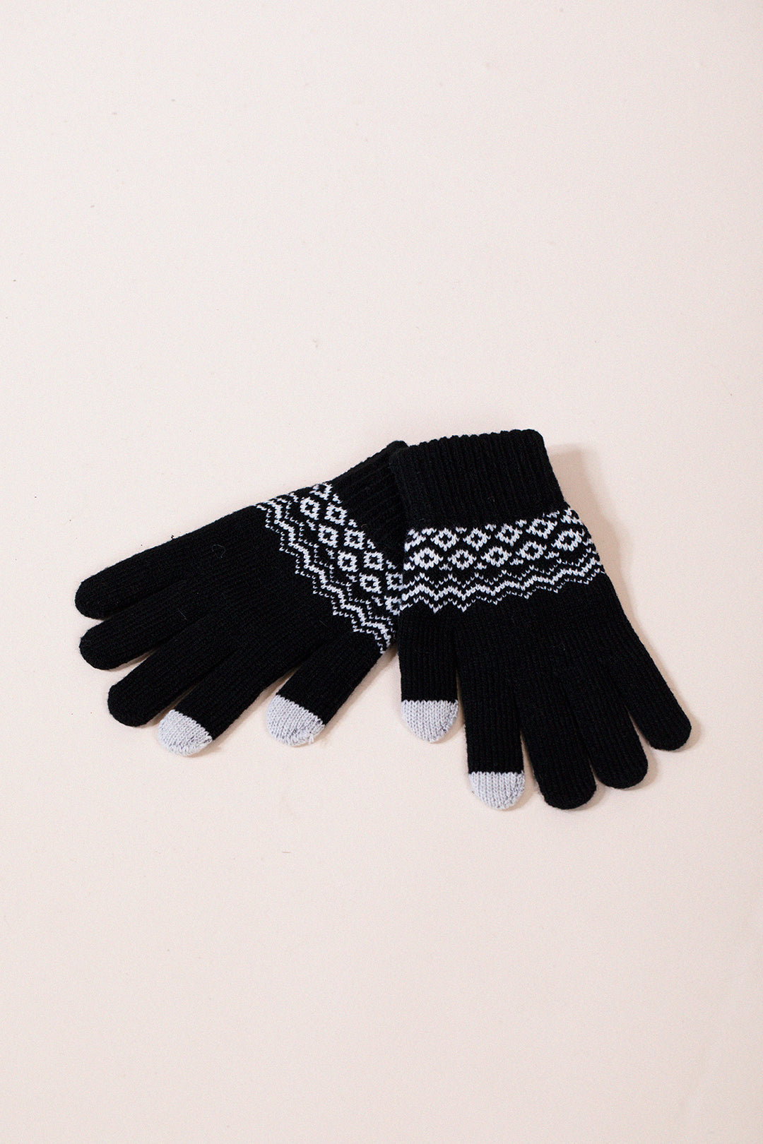 Black Pattern Gloves - Touch Screen, Image 1 of 4