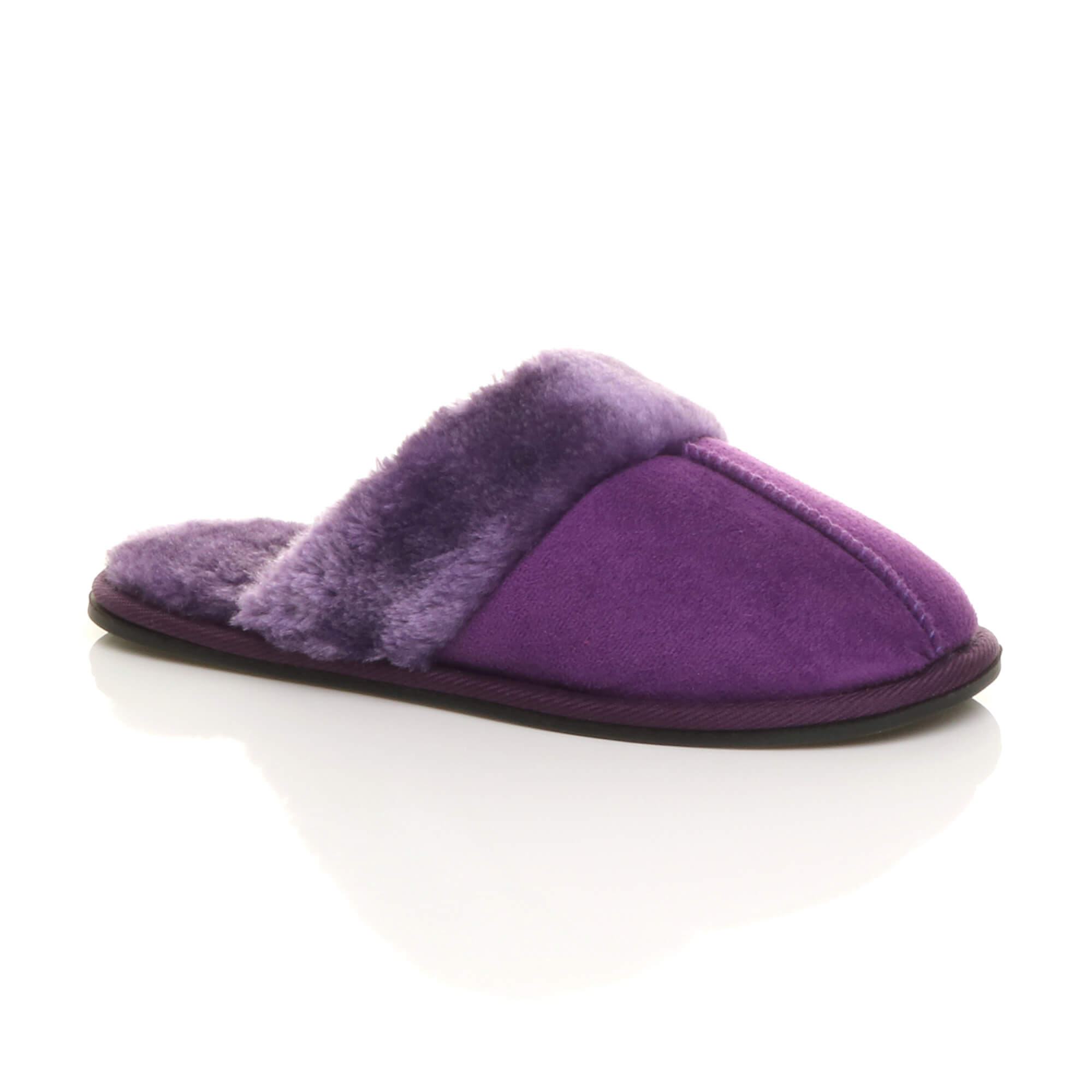 Purple Faux Fur Lined Mules Slippers