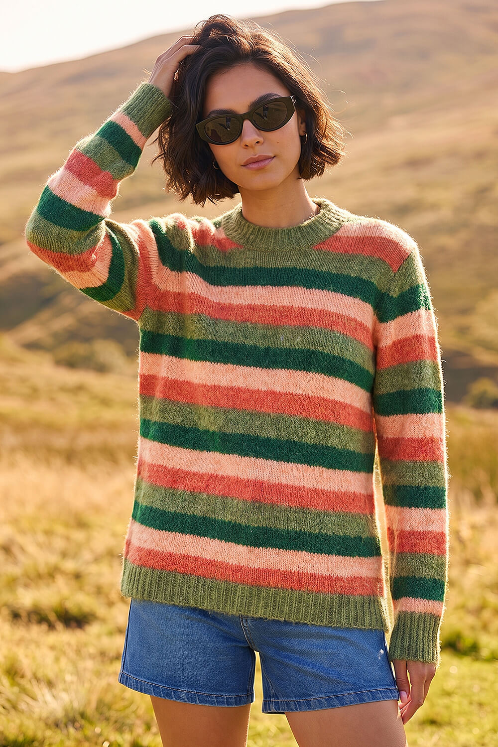 Orange Stripe Soft Knit Jumper, Image 1 of 4