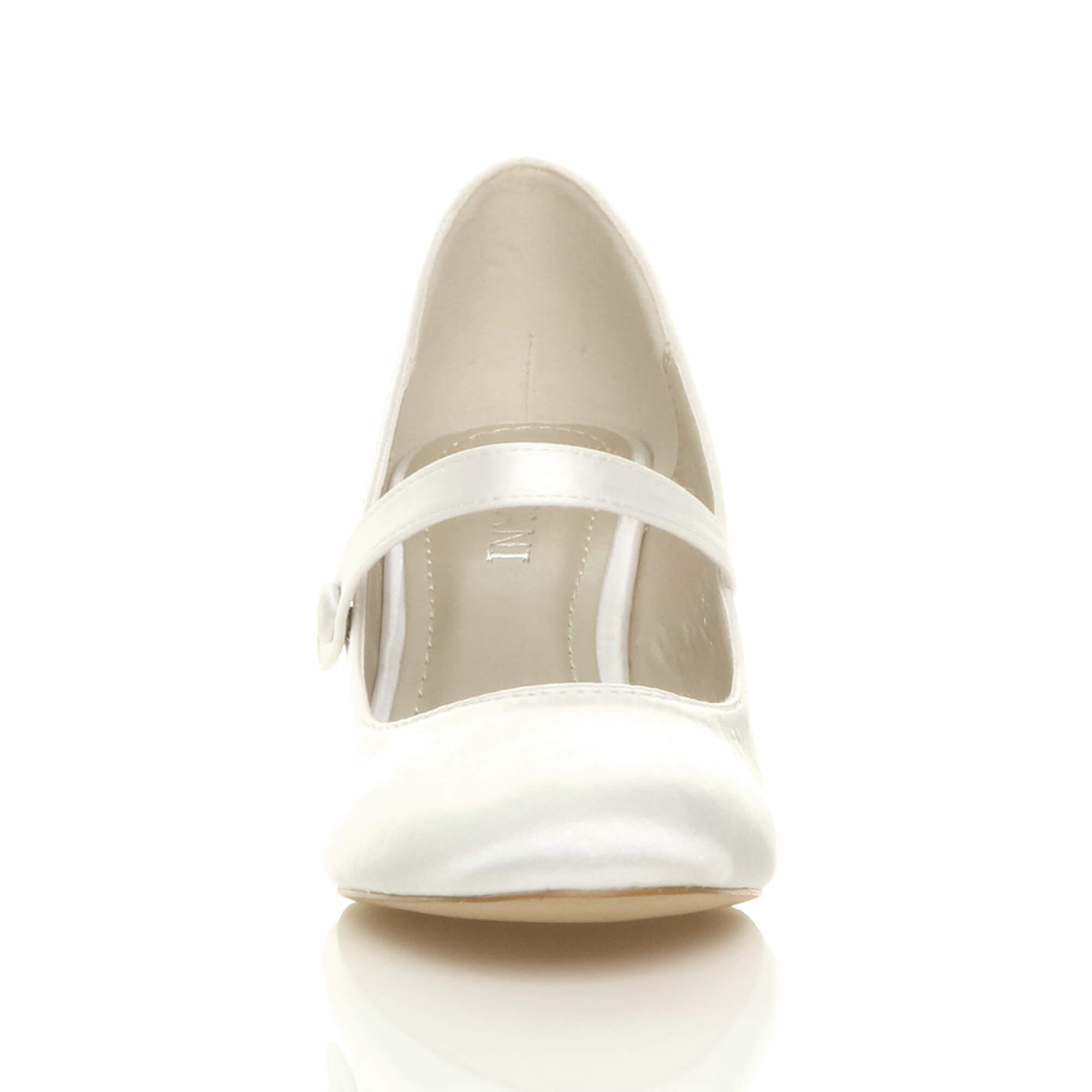 White AJVANI White Mid Heel Mary Jane Court Shoes, Image 6 of 6
