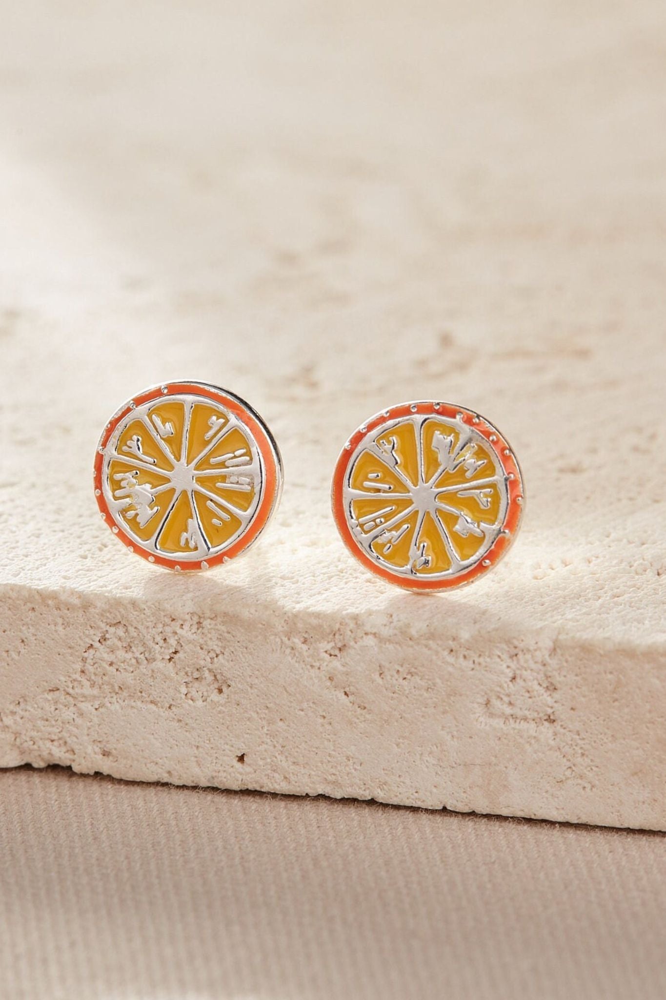 Silver Sterling Silver Orange Slice Studs, Image 3 of 3