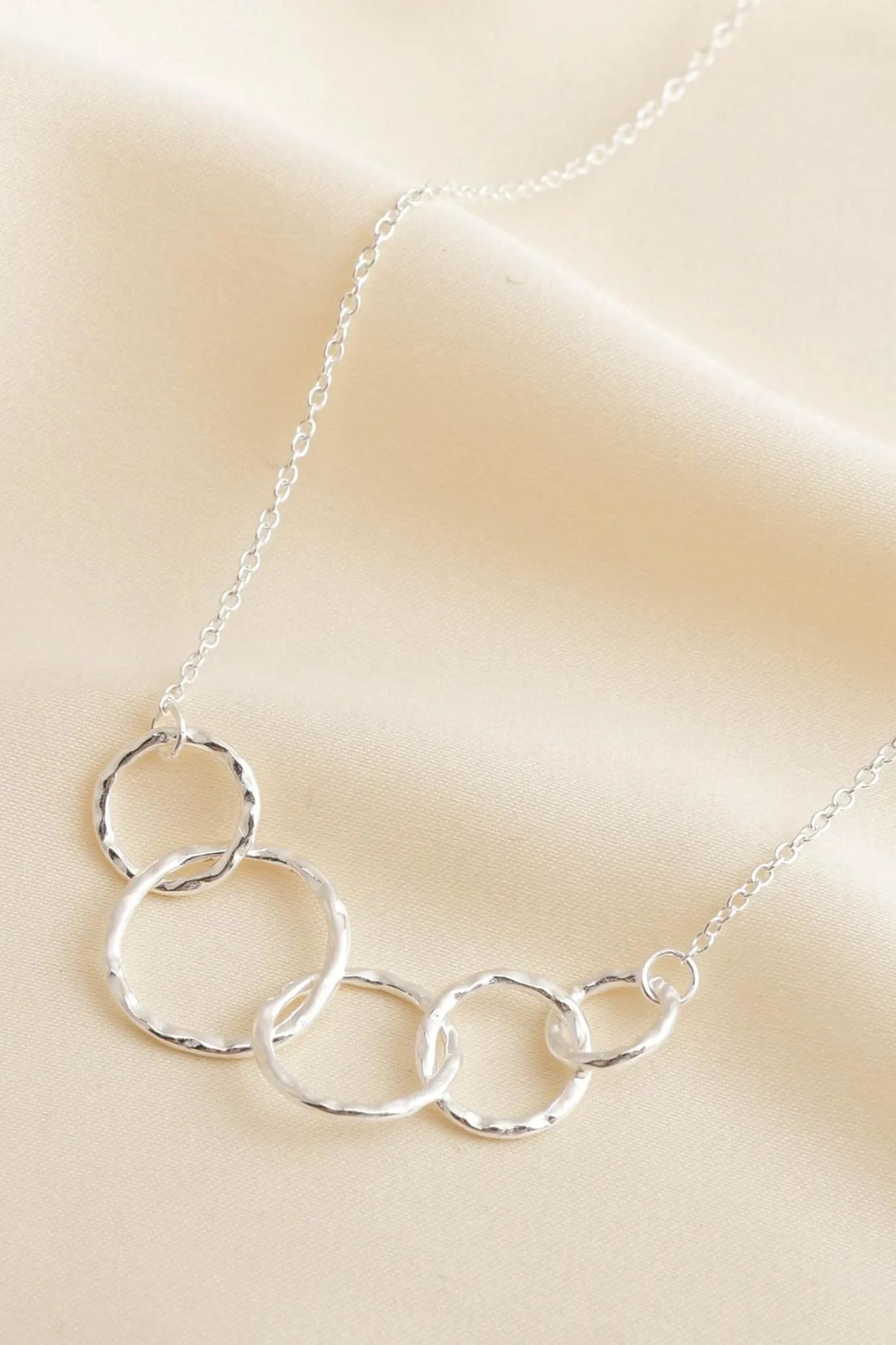 Silver Thank You Gift Silver Five Rings Necklace, Image 2 of 3
