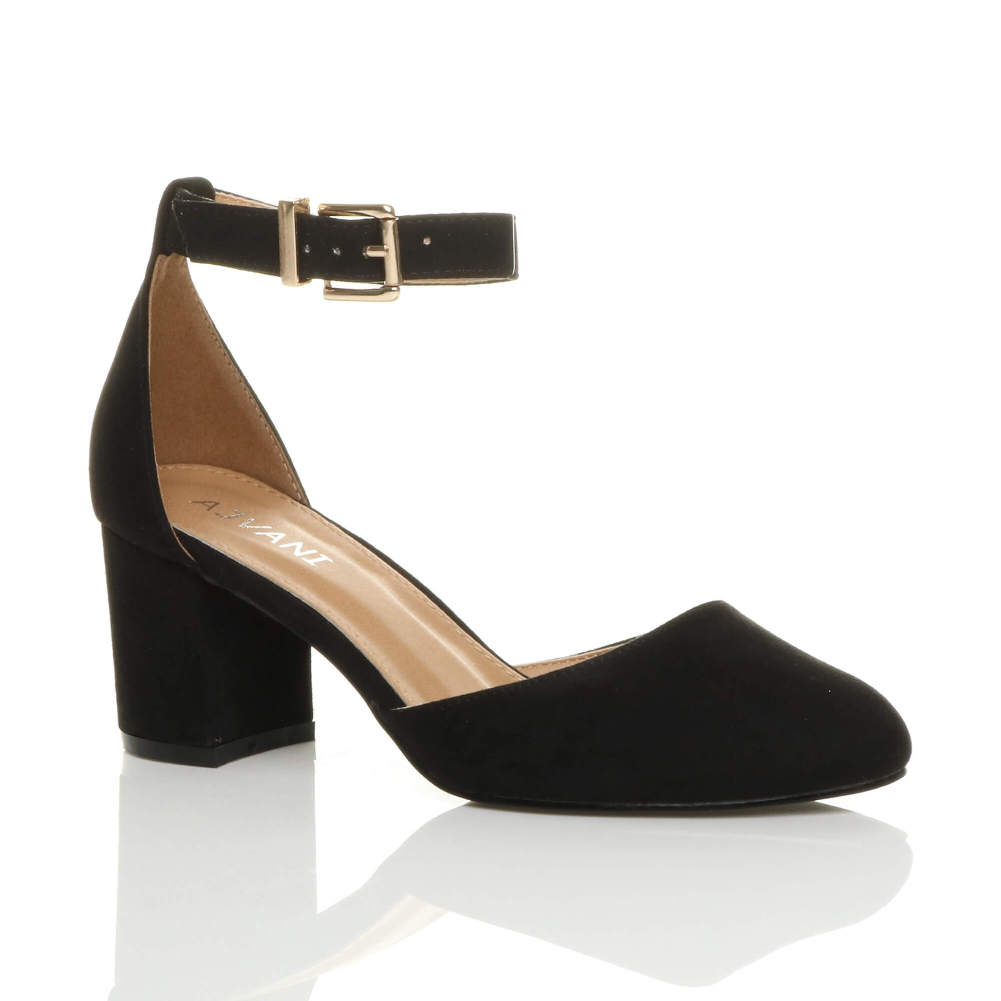 Purple Mid Block Heel Ankle Strap 2 Part Heels