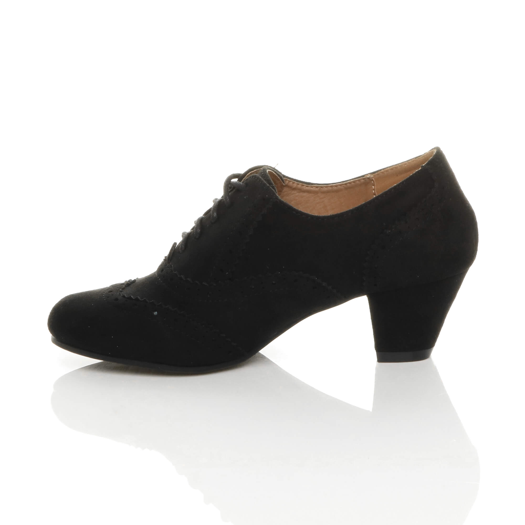 Black AJVANI Black Mid Cuban Heel Brogue Ankle Boots, Image 3 of 6
