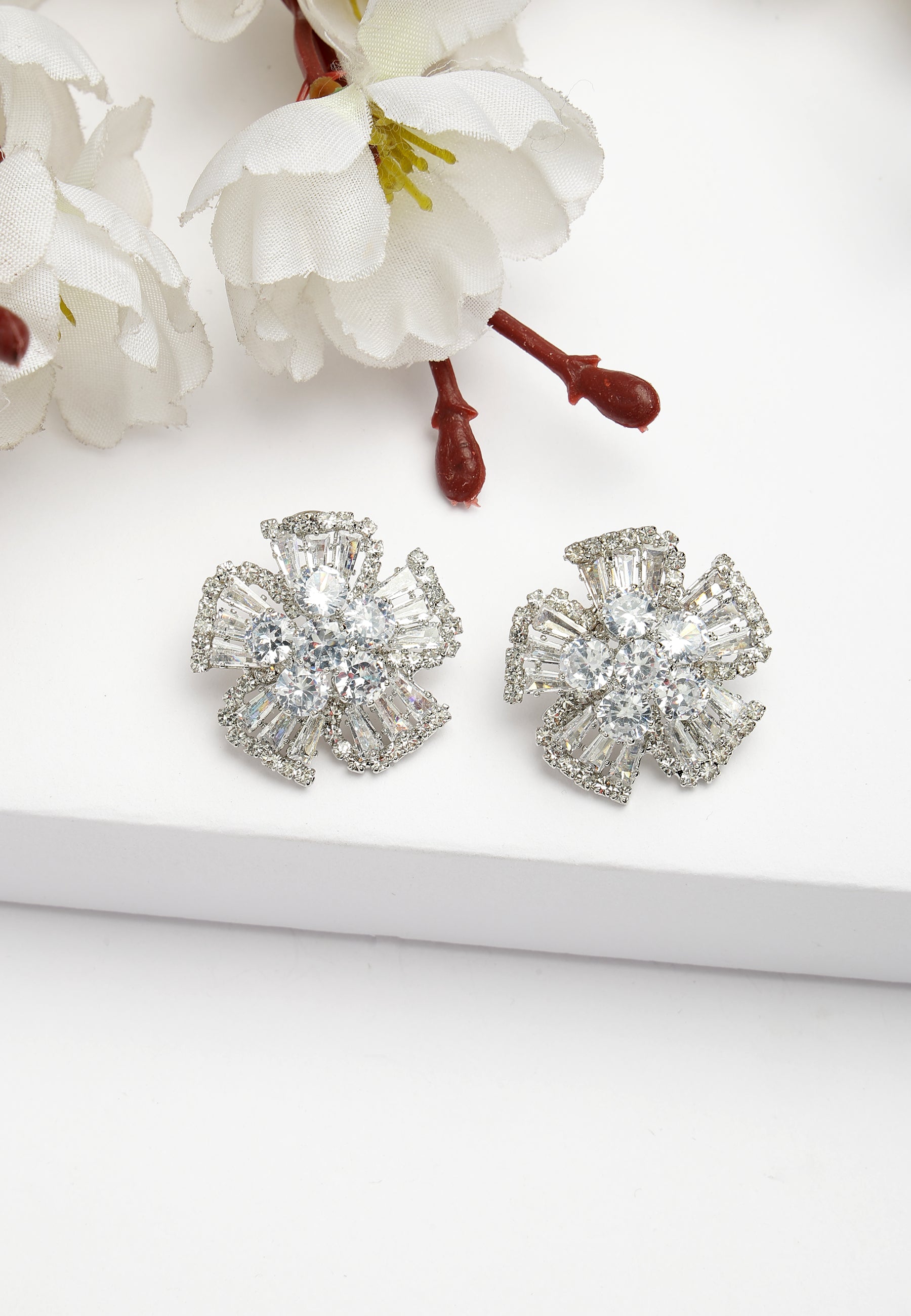 White Diva Collection Columbine Studs, Image 2 of 5