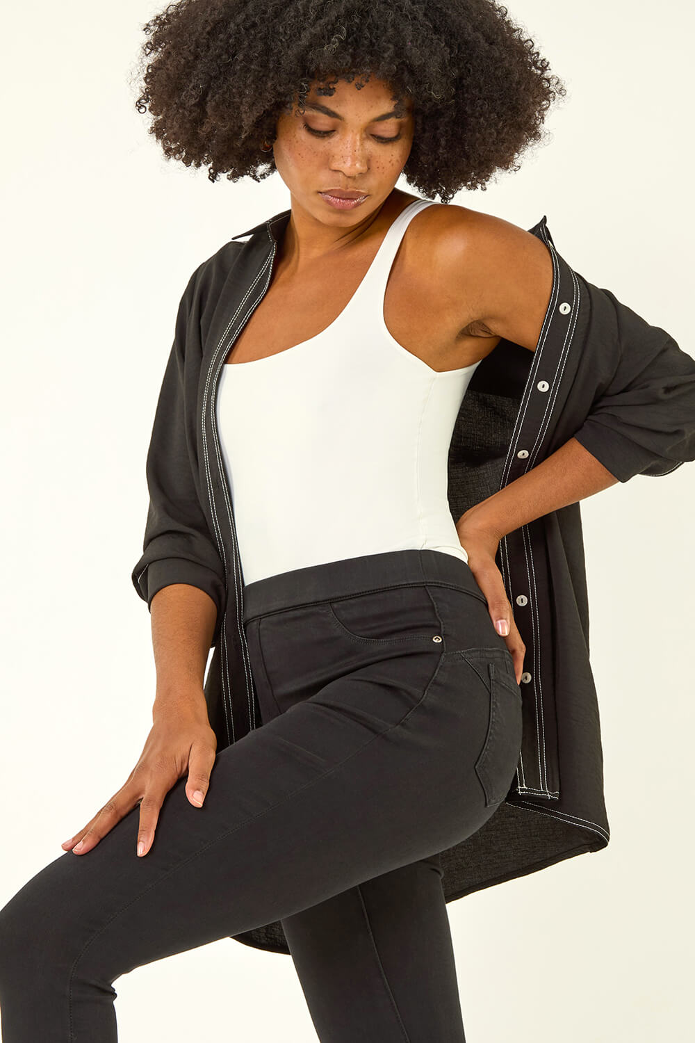 Black Lift Slim & Shape Cotton Blend Stretch Jegging, Image 1 of 5
