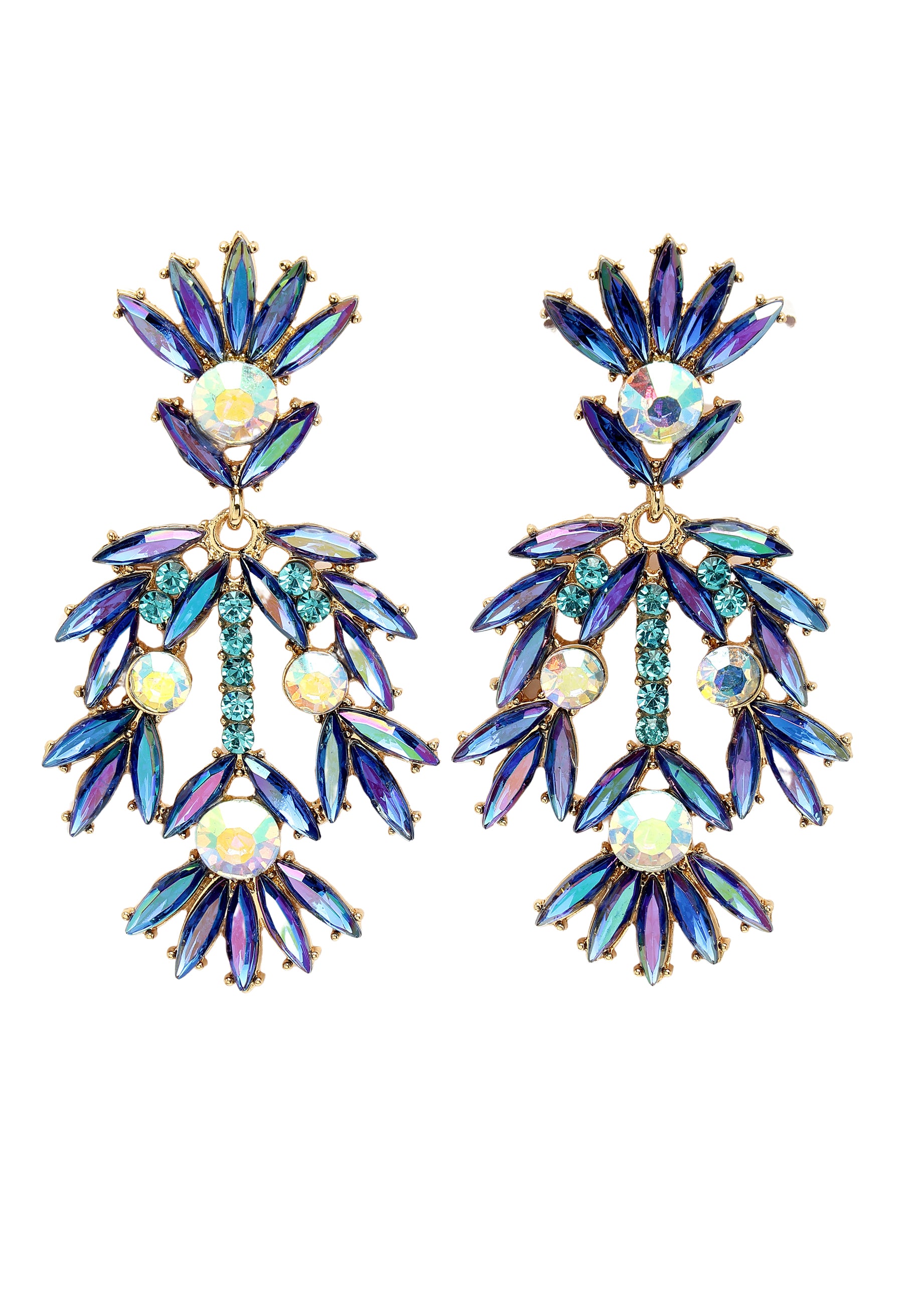 Green Diva Collection Fancy Floral Plume Earrings