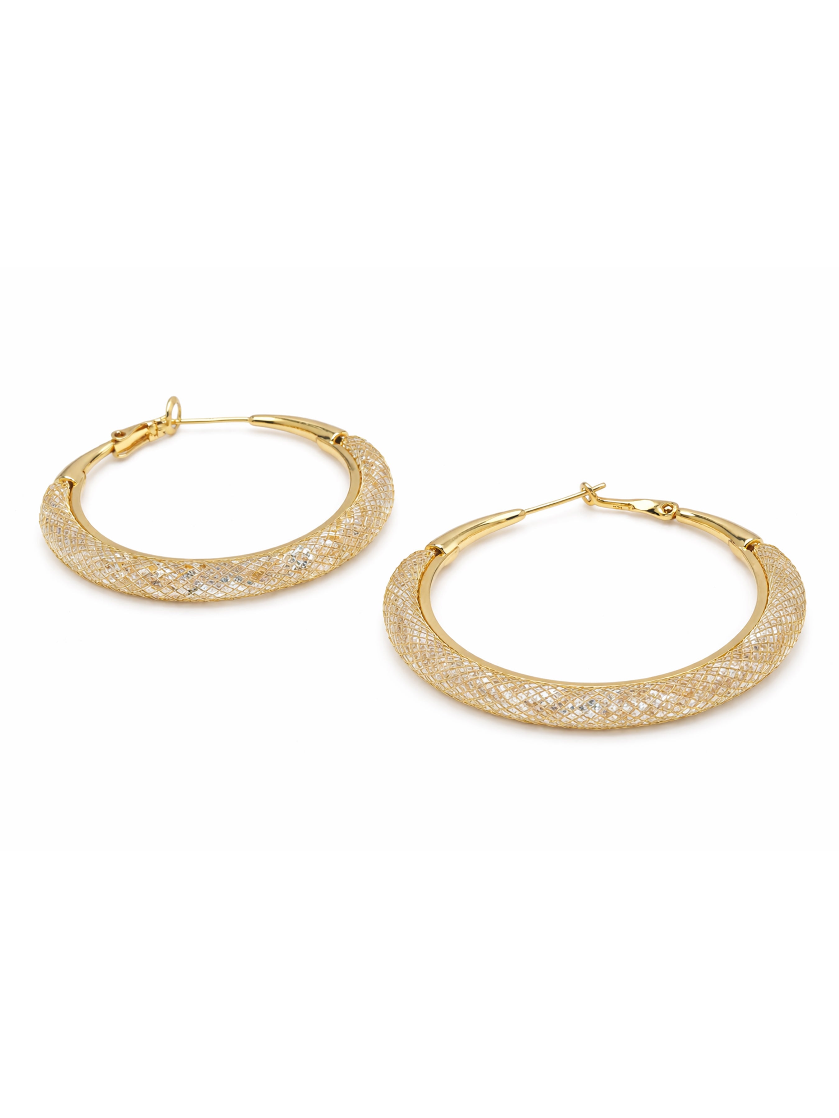Gold Textured Wide Hoop Earrings, Image 2 of 3
