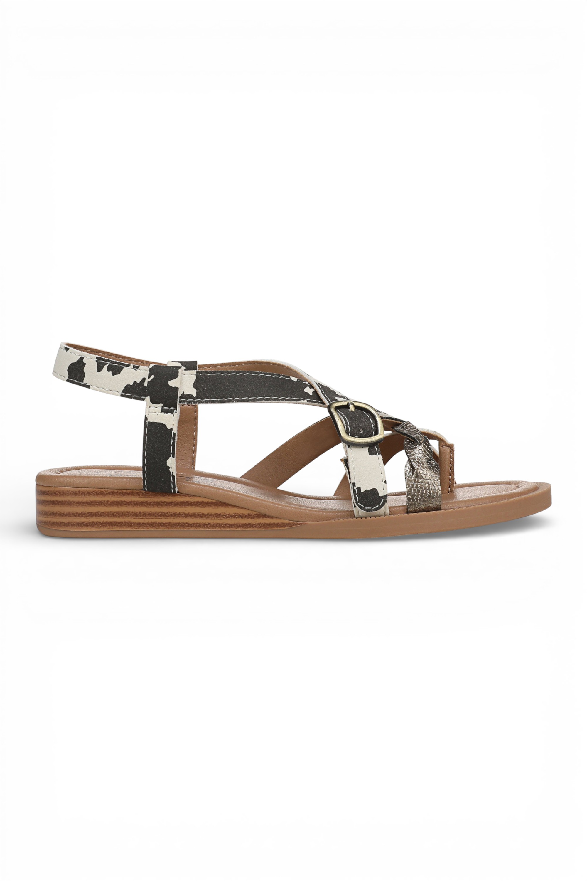 Black Womens "April" Micro Wedge Strappy Sandals, Image 2 of 6