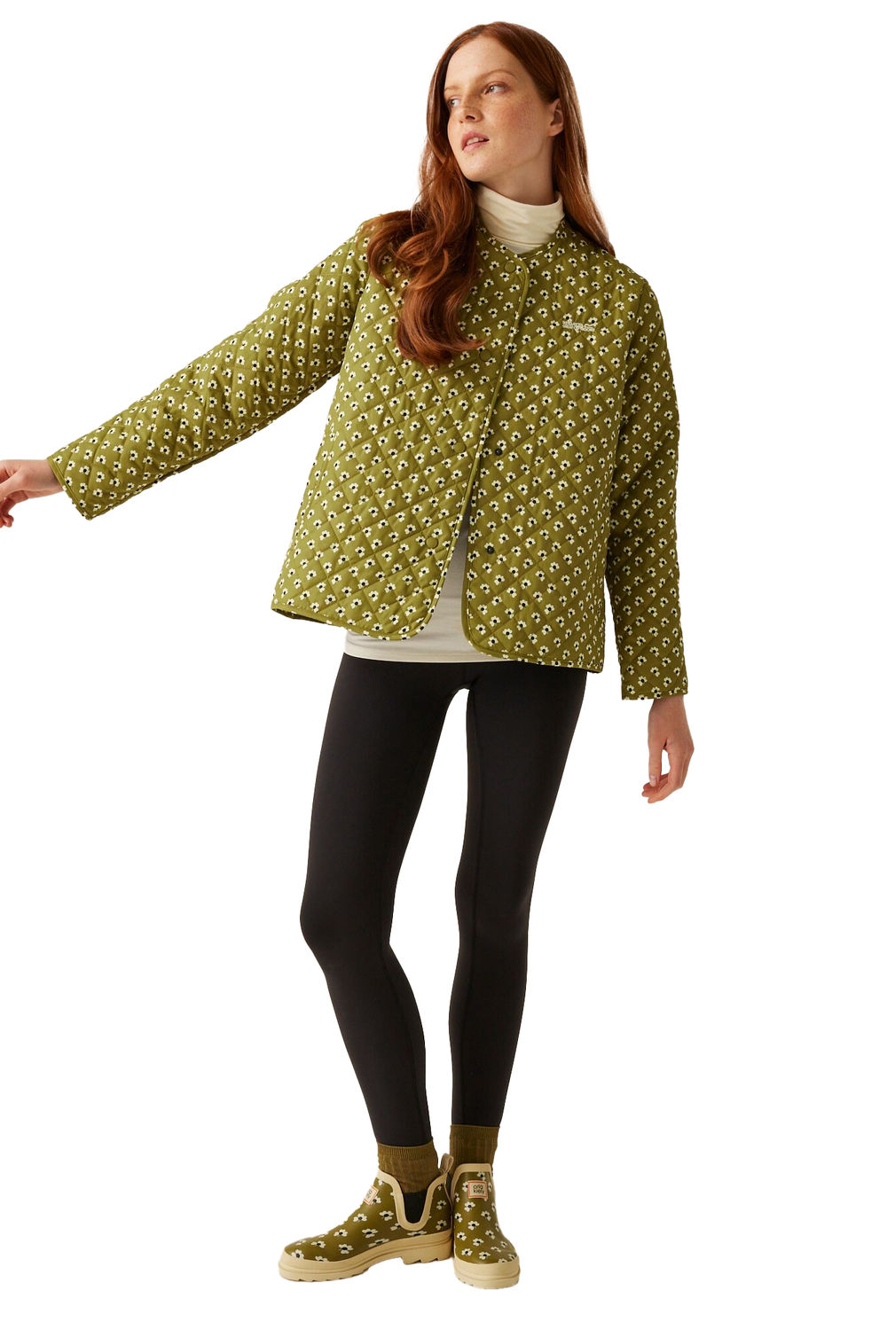 Green Orla Kiely Daisy Quilted Jacket, Image 4 of 4